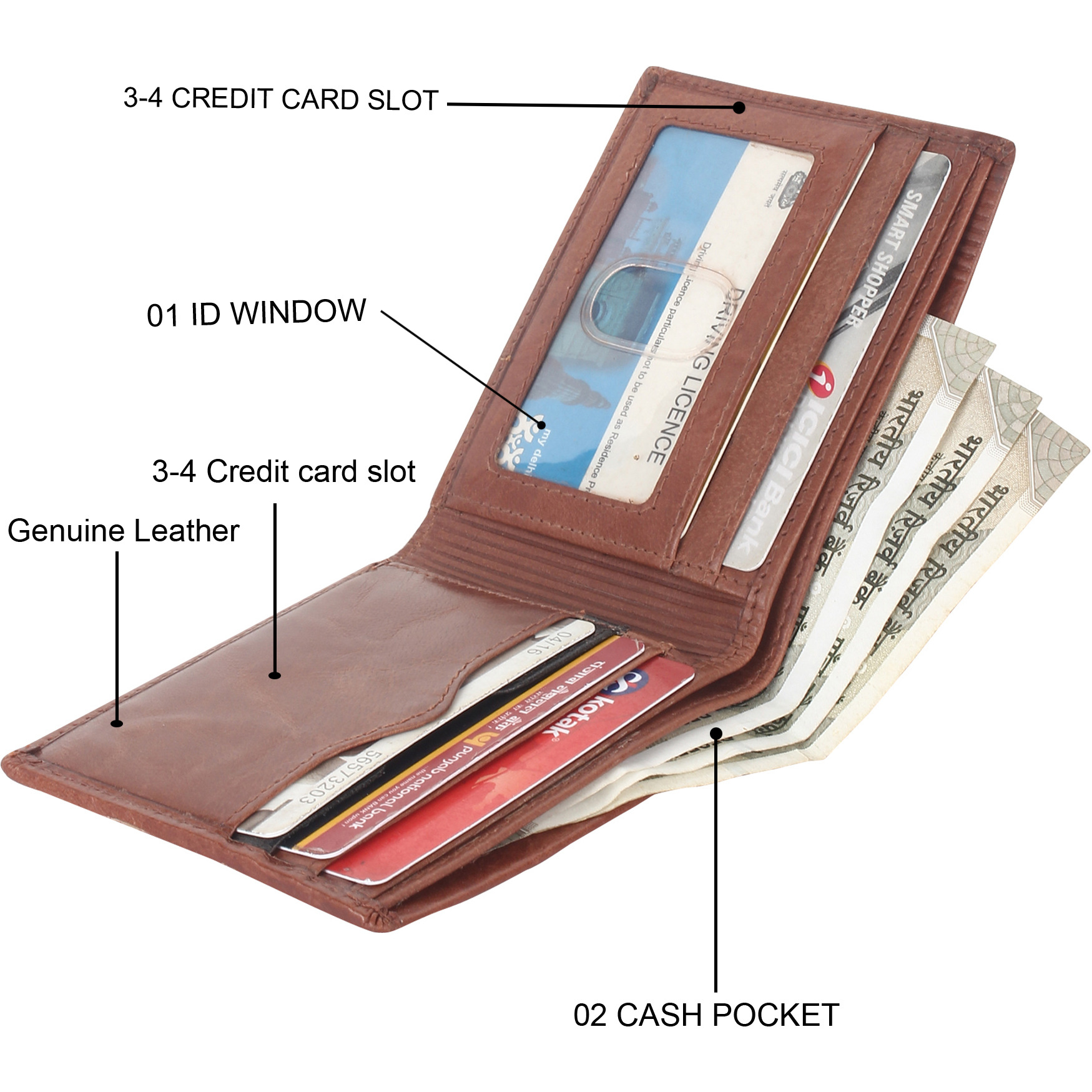FIONA Mens Leather Bifold Wallet | Wallets For Men RFID Blocking | Genuine Leather | Extra Capacity Mens Brown Wallet |