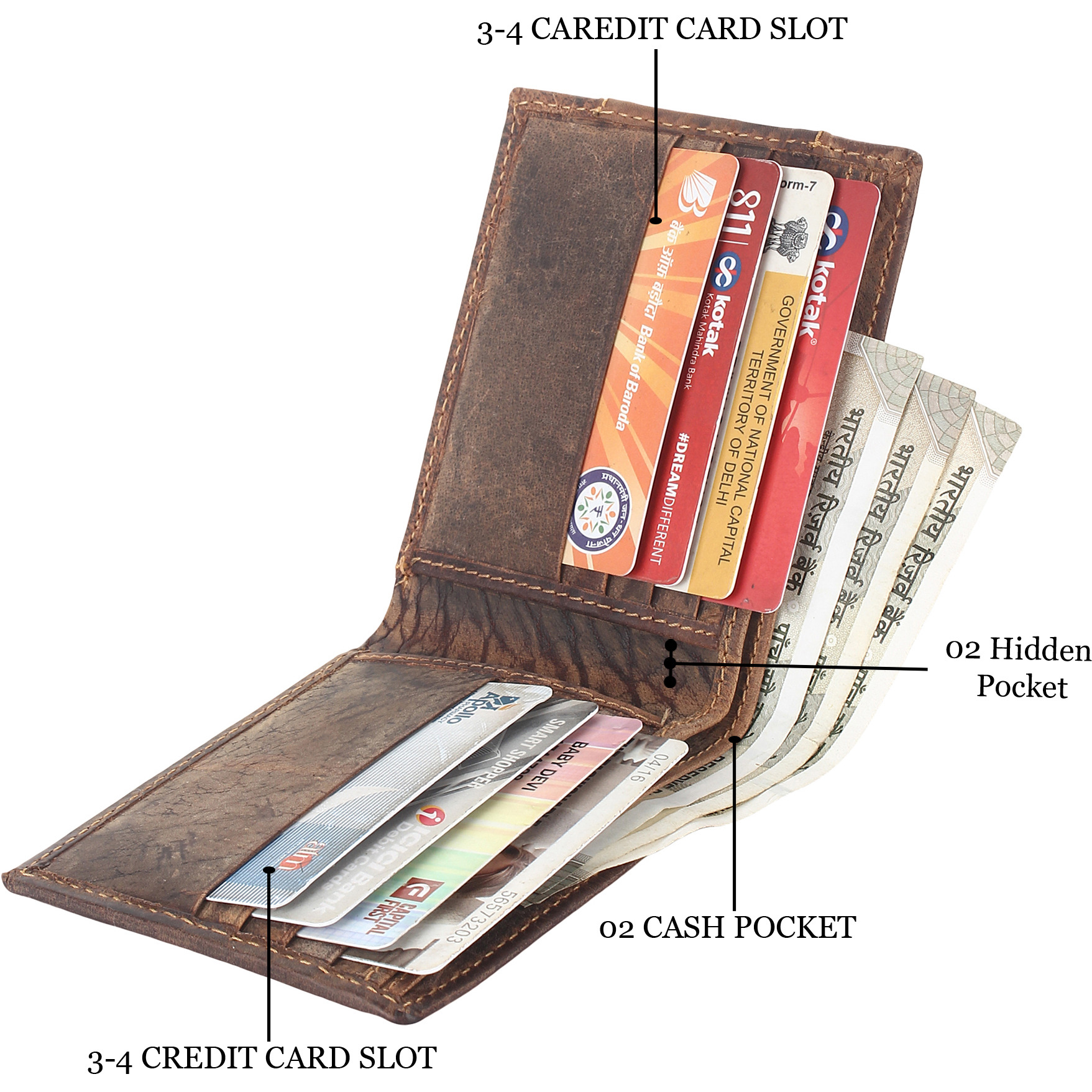 FIONA Mens Leather Bifold Wallet | Wallets For Men RFID Blocking | Genuine Leather | Extra Capacity Mens Brown Wallet |
