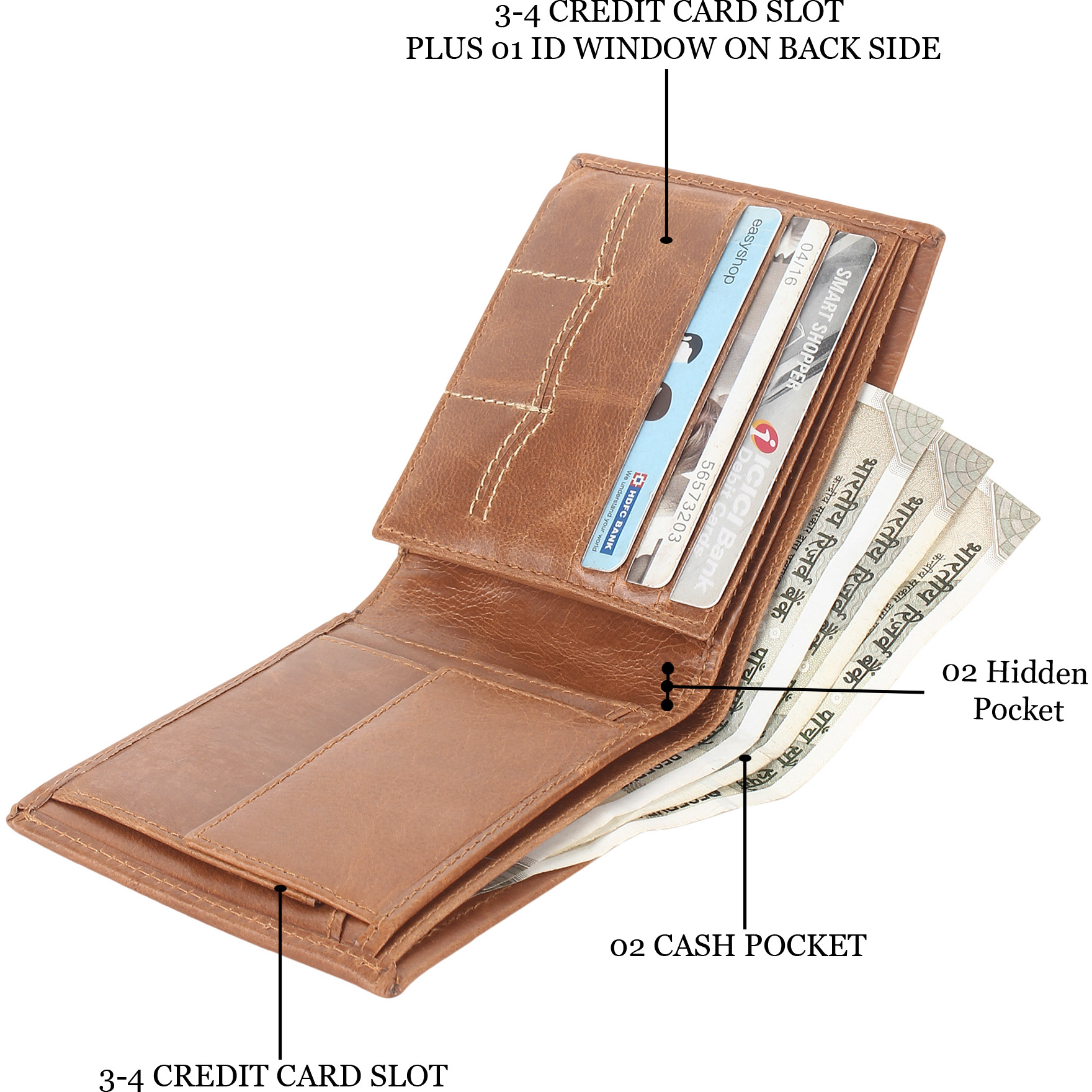 FIONA Mens Leather Bifold Wallet | Wallets For Men RFID Blocking | Genuine Leather | Extra Capacity Mens Brown Wallet |