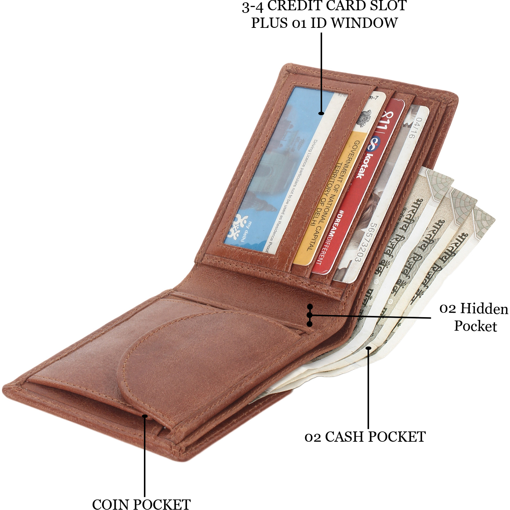 FIONA Mens Leather Bifold Wallet | Wallets For Men RFID Blocking | Genuine Leather | Extra Capacity Mens Brown Wallet |
