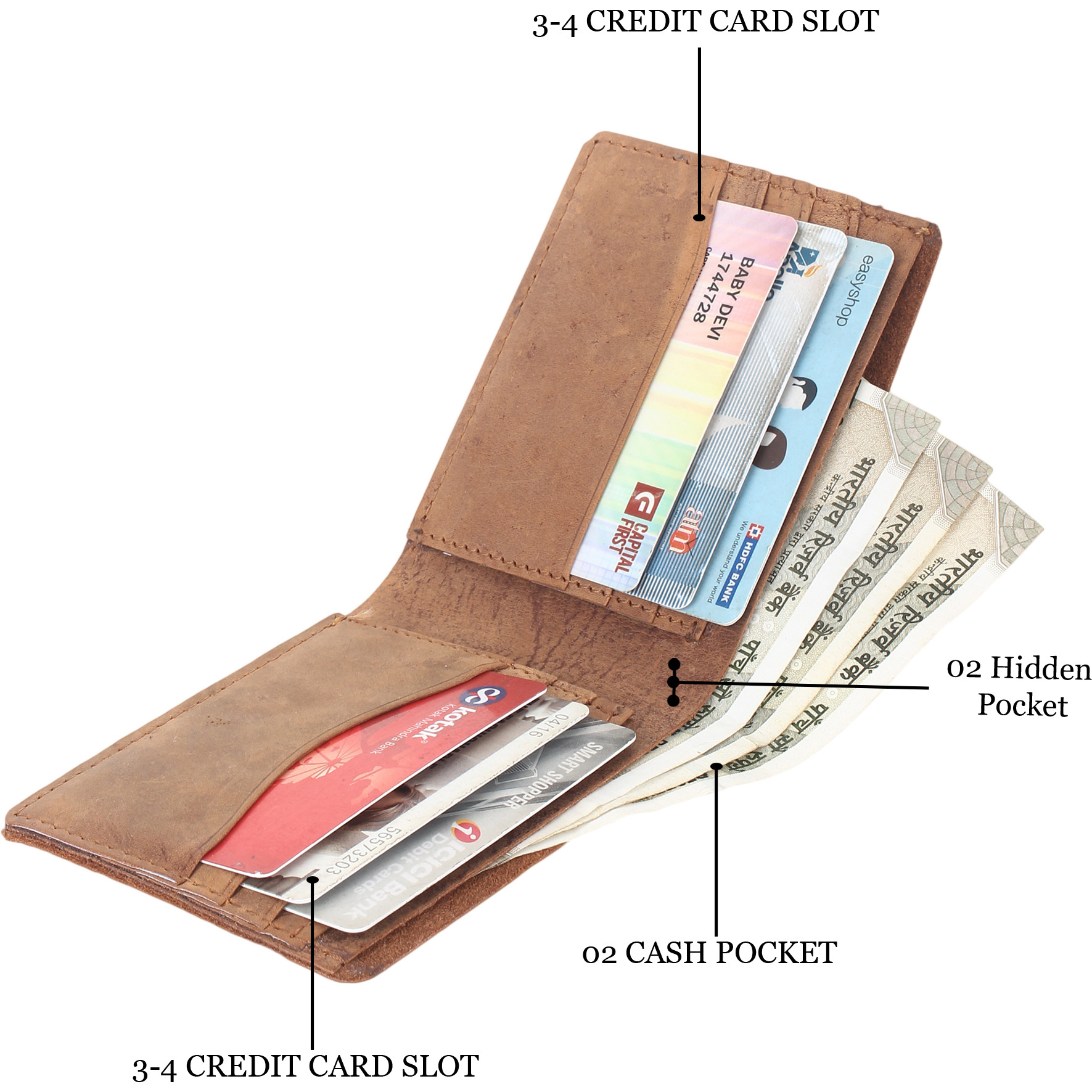 FIONA Mens Leather Bifold Wallet | Wallets For Men RFID Blocking | Genuine Leather | Extra Capacity Mens Brown Wallet |