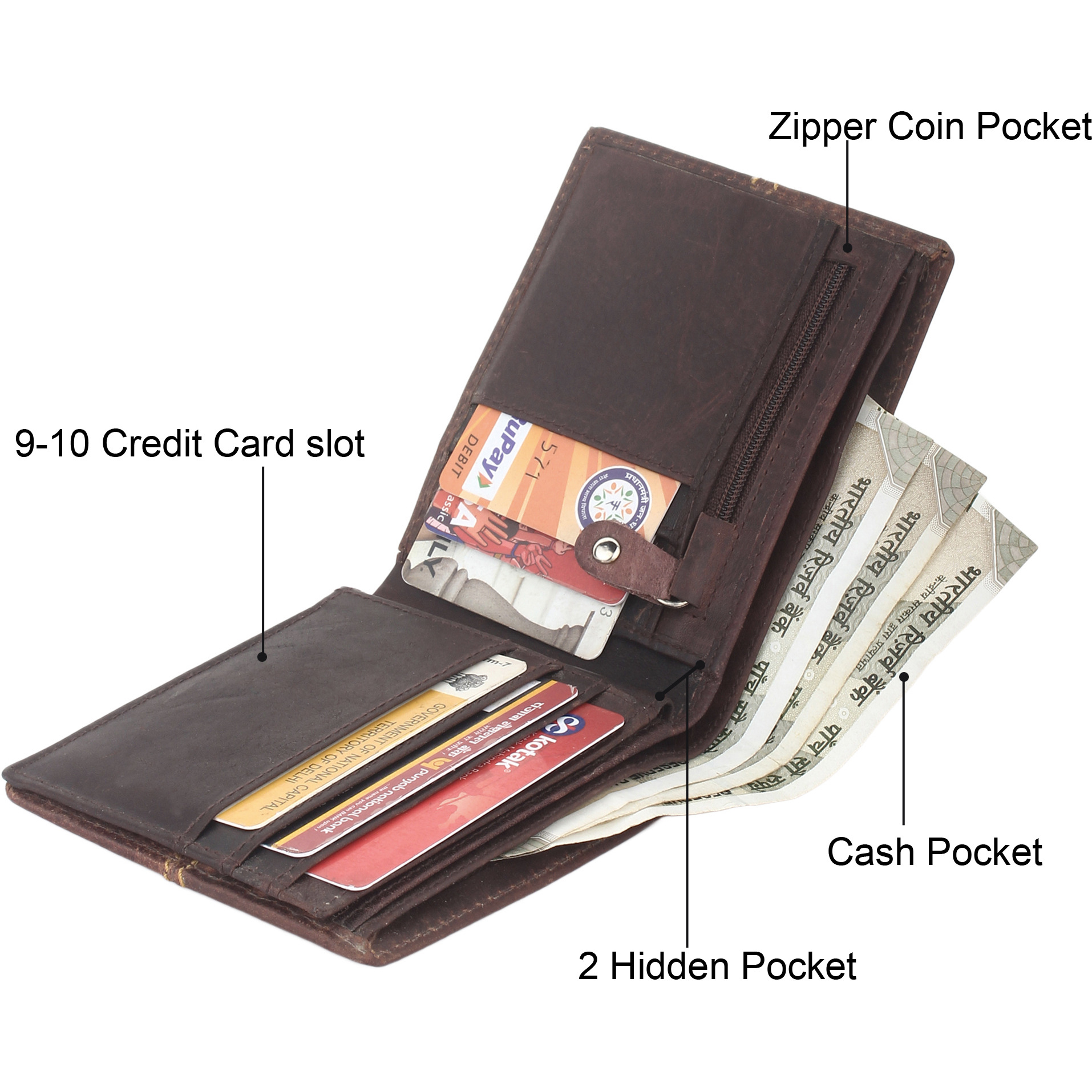 FIONA Mens Leather Bifold Wallet | Wallets For Men RFID Blocking | Genuine Leather | Extra Capacity Mens Brown Wallet |