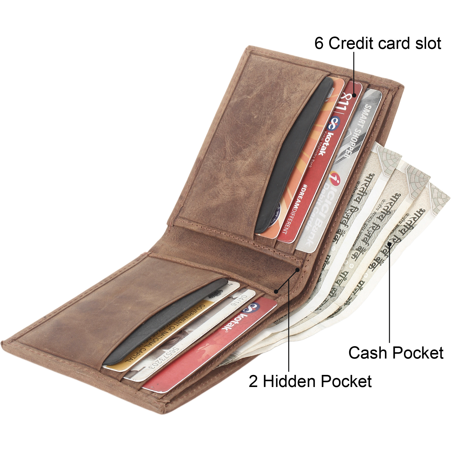 FIONA Mens Leather Bifold Wallet | Wallets For Men RFID Blocking | Genuine Leather | Extra Capacity Mens Brown Wallet |
