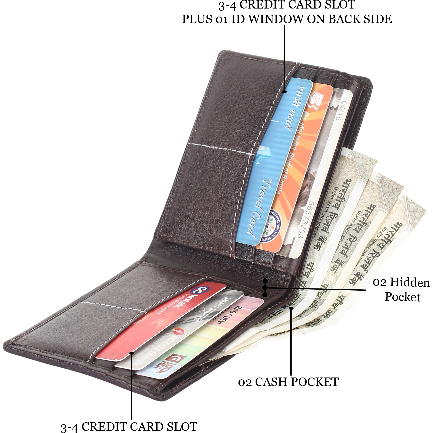 FIONA Mens Leather Bifold Wallet | Wallets For Men RFID Blocking | Genuine Leather | Extra Capacity Mens Brown Wallet |