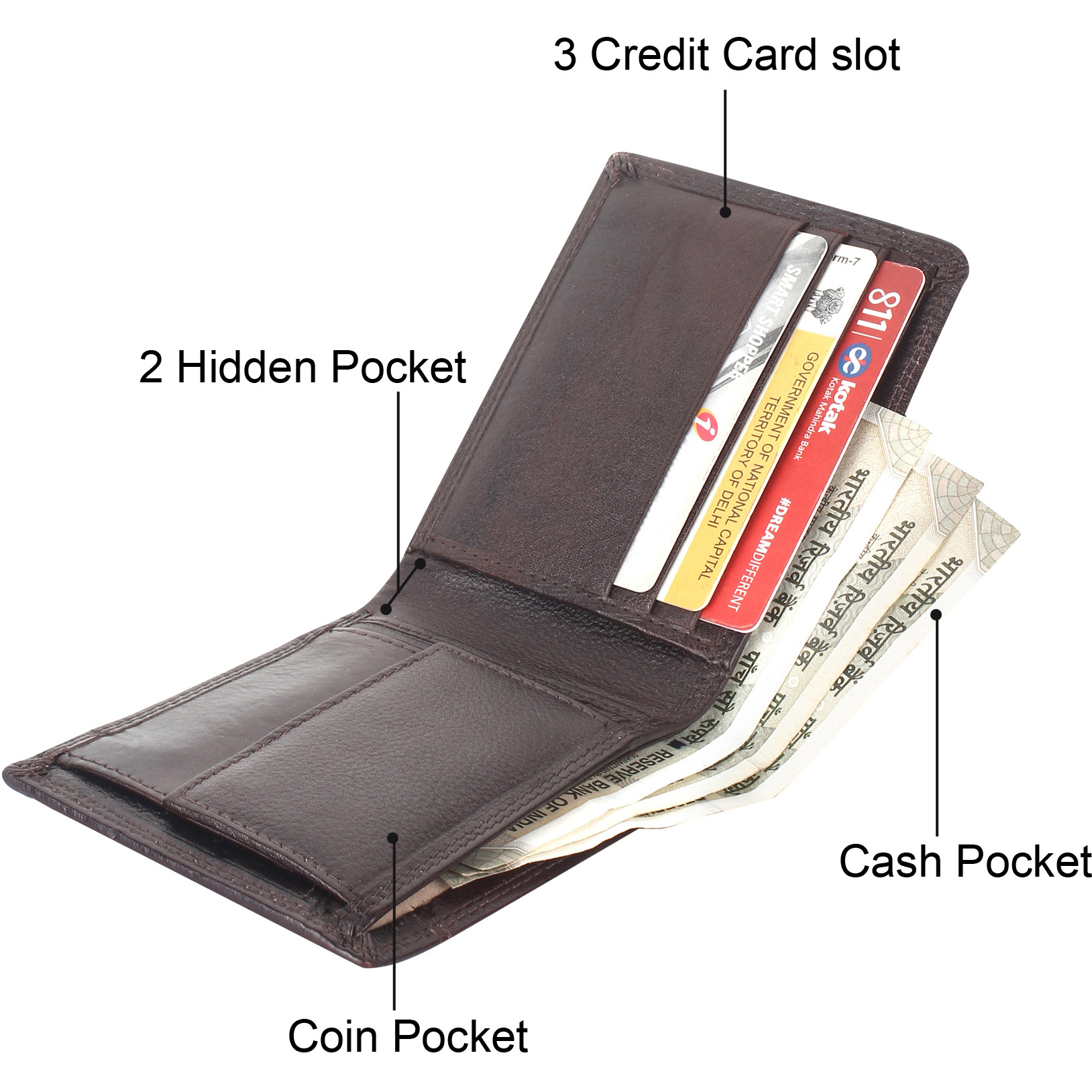 FIONA Mens Leather Bifold Wallet | Wallets For Men RFID Blocking | Genuine Leather | Extra Capacity Mens Brown Wallet |
