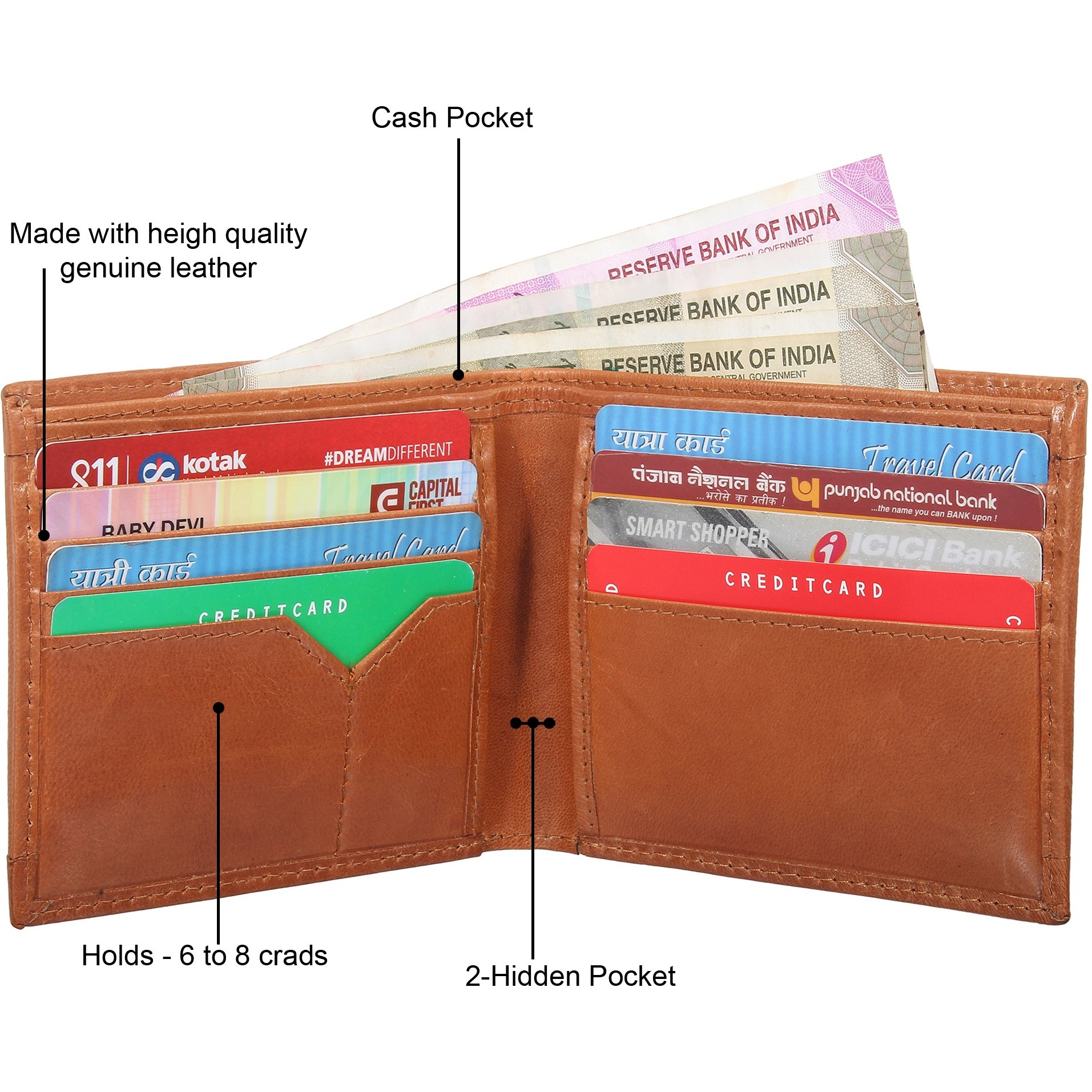 FIONA Mens Leather Bifold Wallet | Wallets For Men RFID Blocking | Genuine Leather | Extra Capacity Mens Brown Wallet |