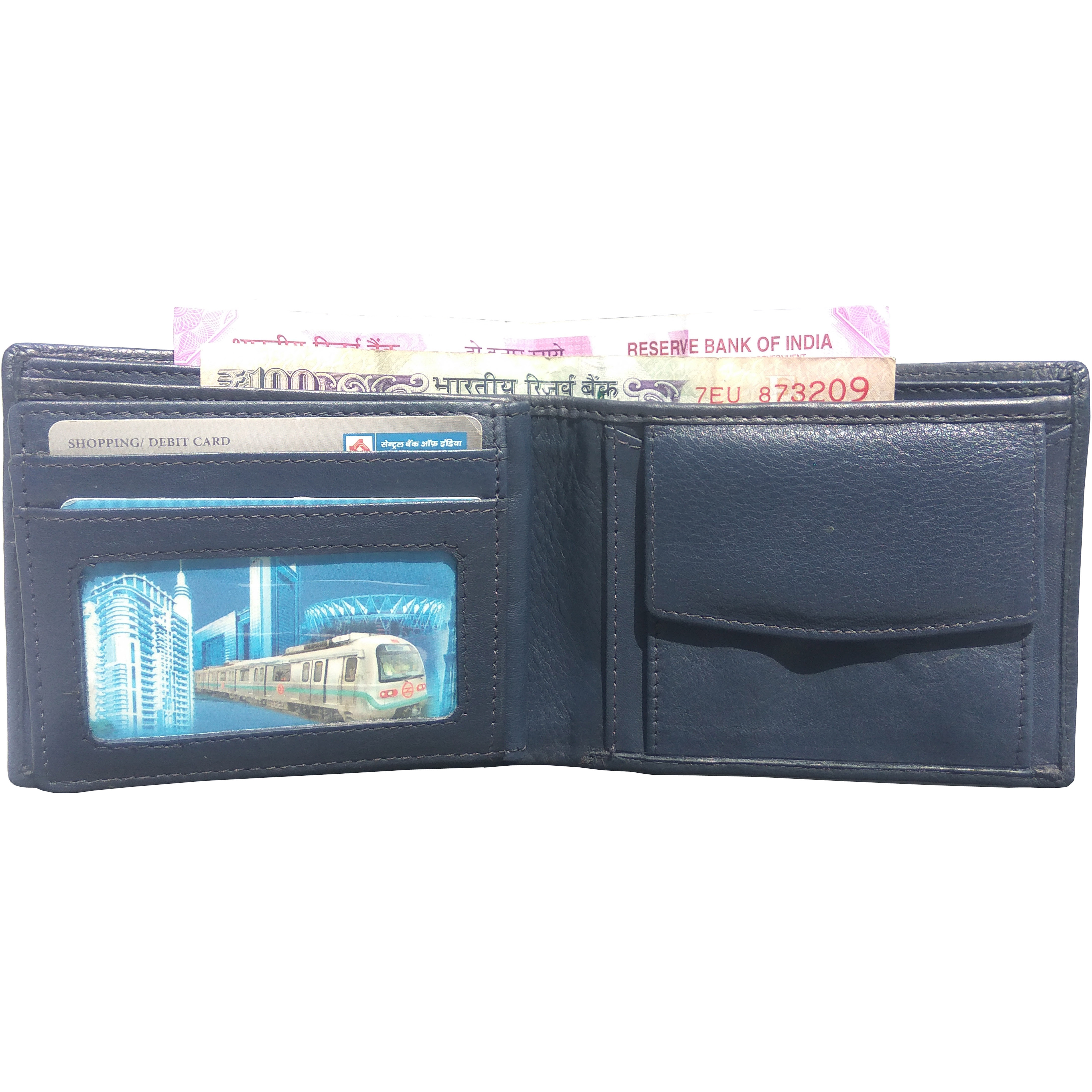 FIONA Mens Leather Bifold Wallet | Wallets For Men RFID Blocking | Genuine Leather | Extra Capacity Mens Blue Wallet |
