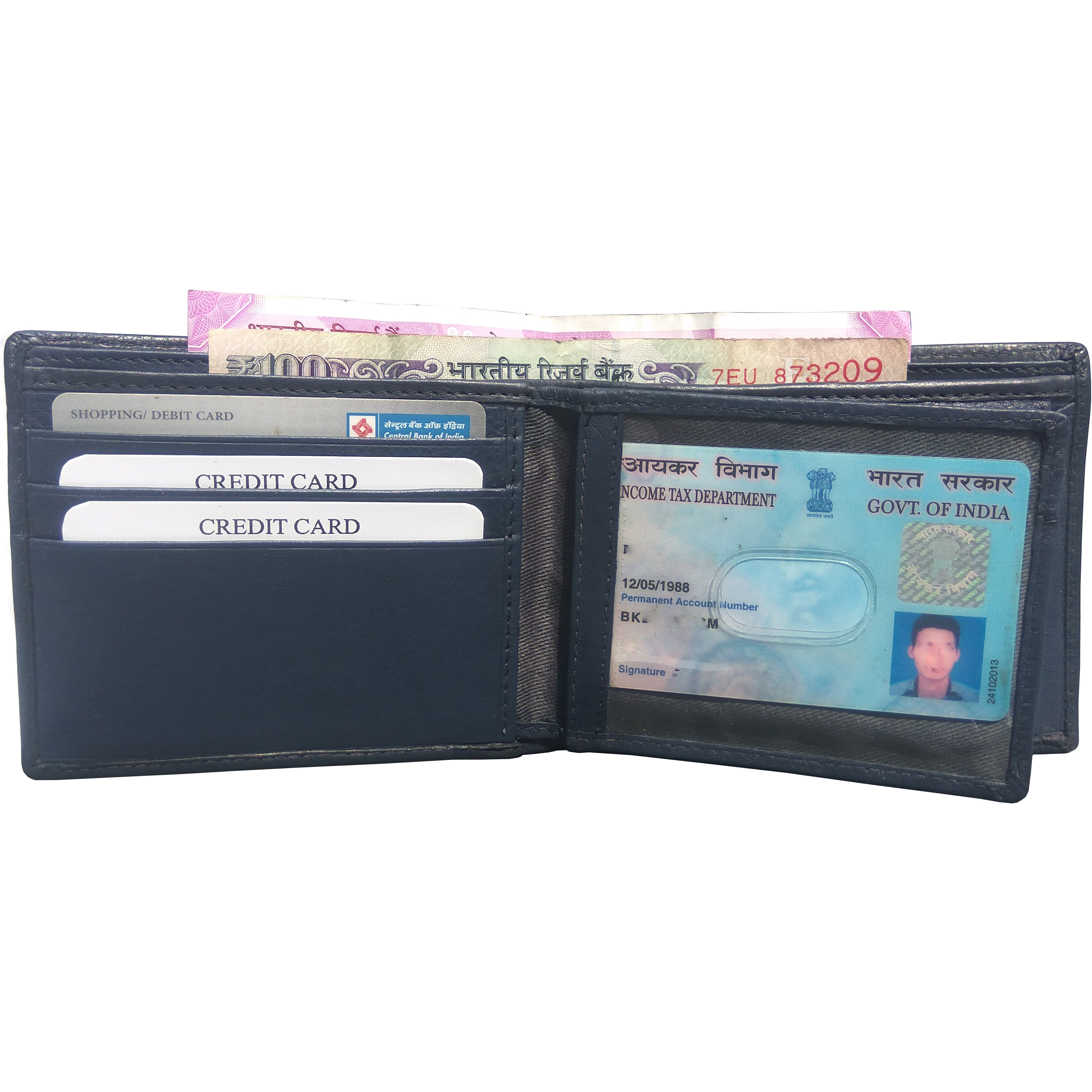 FIONA Mens Leather Bifold Wallet | Wallets For Men RFID Blocking | Genuine Leather | Extra Capacity Mens Blue Wallet |