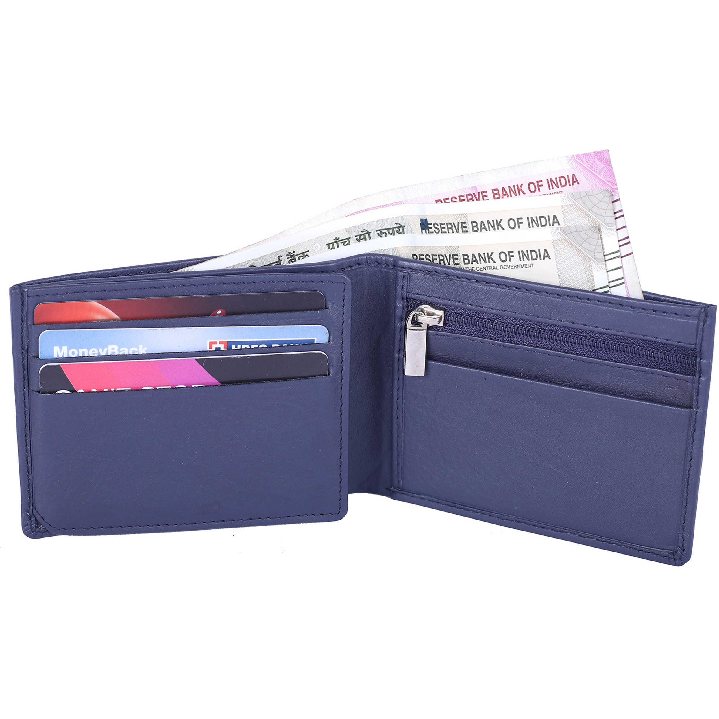 FIONA Mens Leather Bifold Wallet | Wallets For Men RFID Blocking | Genuine Leather | Extra Capacity Mens Blue Wallet |