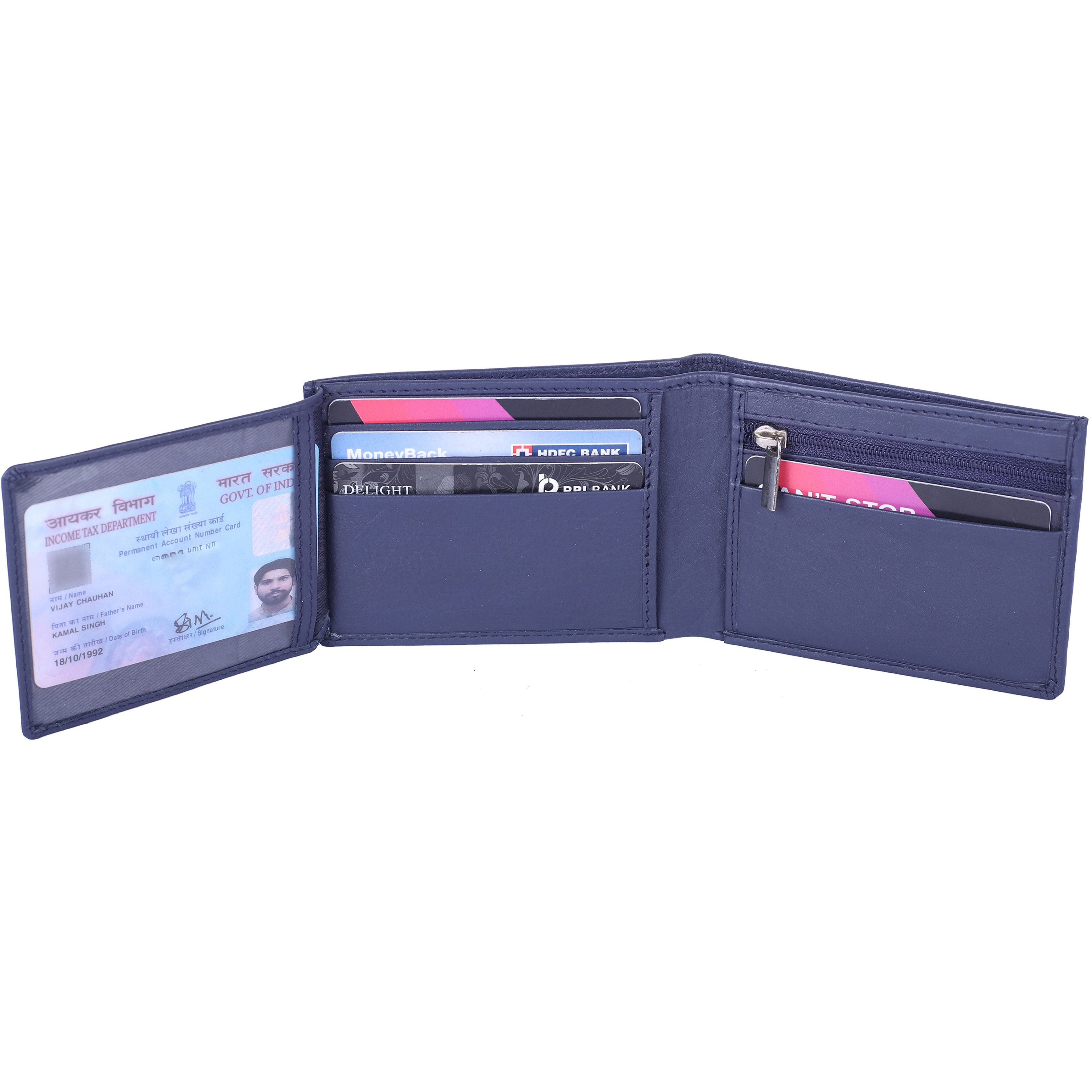 FIONA Mens Leather Bifold Wallet | Wallets For Men RFID Blocking | Genuine Leather | Extra Capacity Mens Blue Wallet |