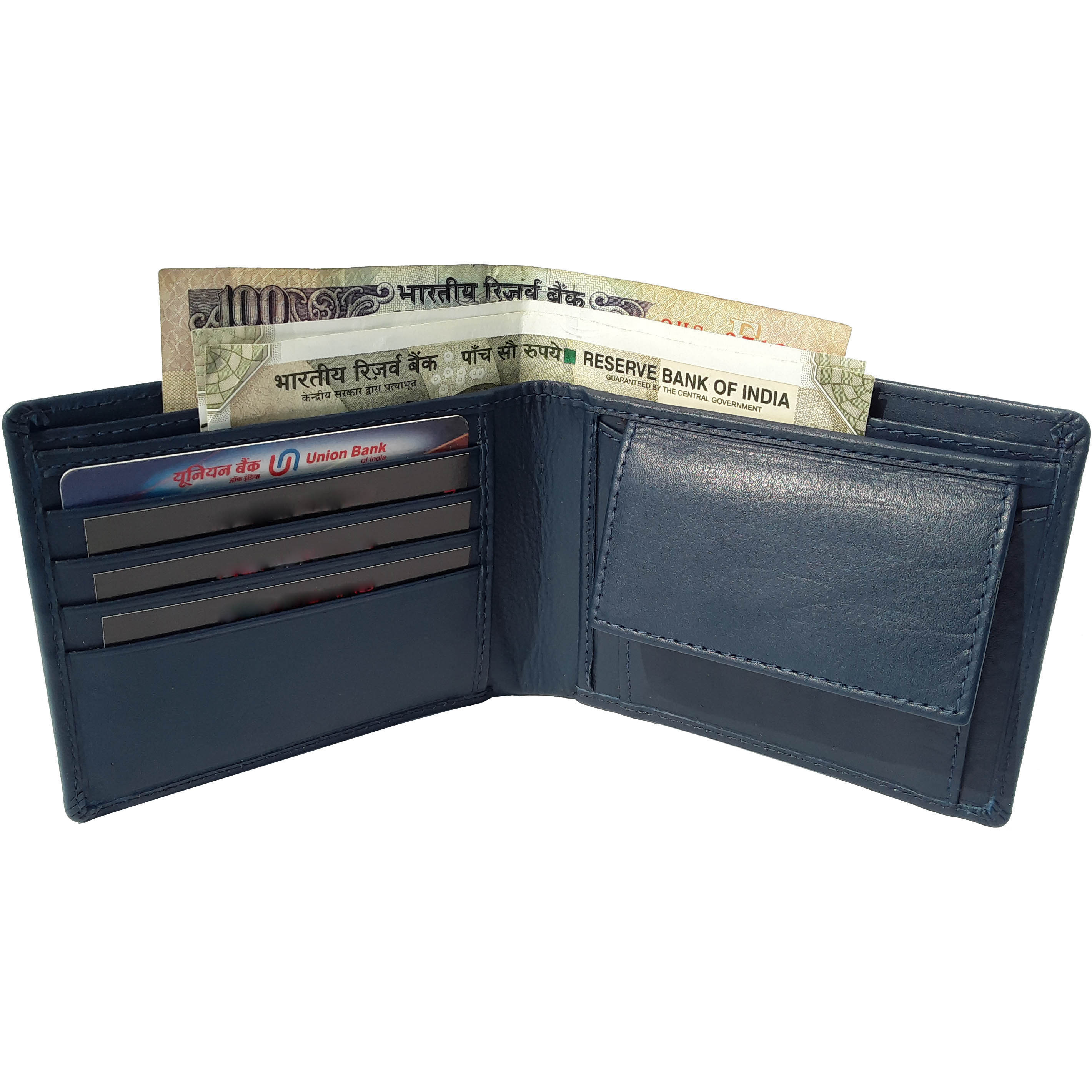 FIONA Mens Leather Bifold Wallet | Wallets For Men RFID Blocking | Genuine Leather | Extra Capacity Mens Blue Wallet |