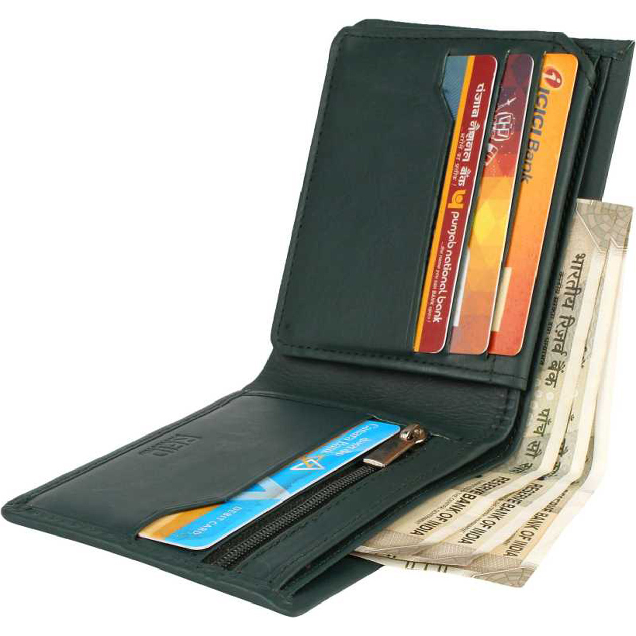 FIONA Mens Leather Bifold Wallet | Wallets For Men RFID Blocking | Genuine Leather | Extra Capacity Mens Green Wallet |