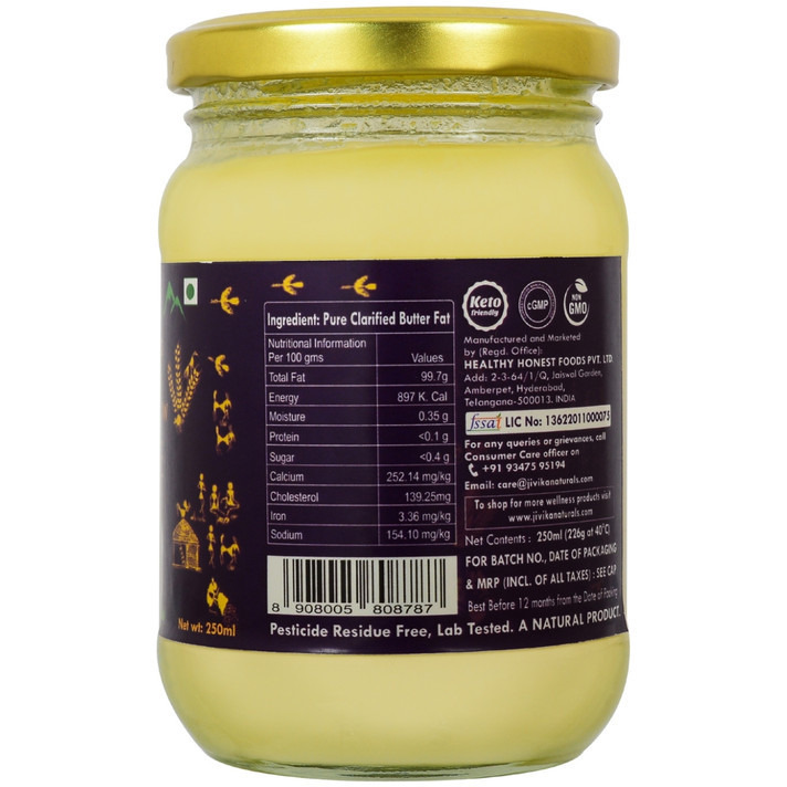 Jivika Naturals DESI A2 COW GHEE (BILONA GHEE) 250ml