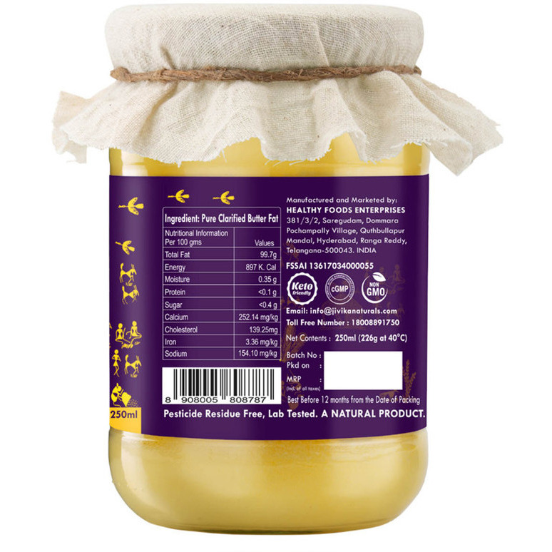 Jivika Naturals DESI A2 COW GHEE (BILONA GHEE) 250ml