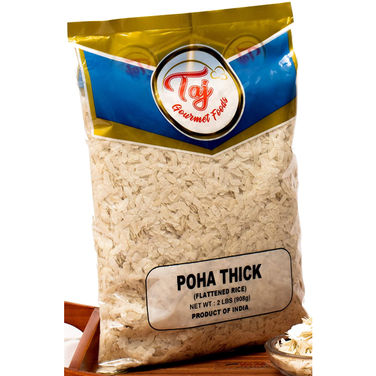 TAJ Premium Indian Poha Thick Powa Flattened Rice, 4Lbs