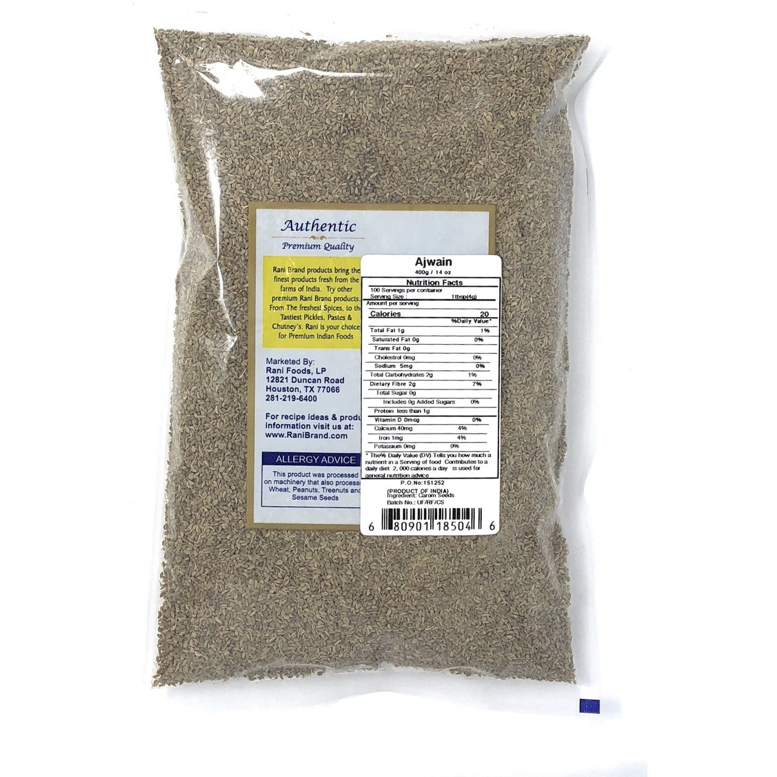 Rani Ajwain Seeds (Carom Bishops Weed) Spice Whole 14oz (400g) ~ Natural | Vegan | Gluten Friendly | NON-GMO | Indian Origin