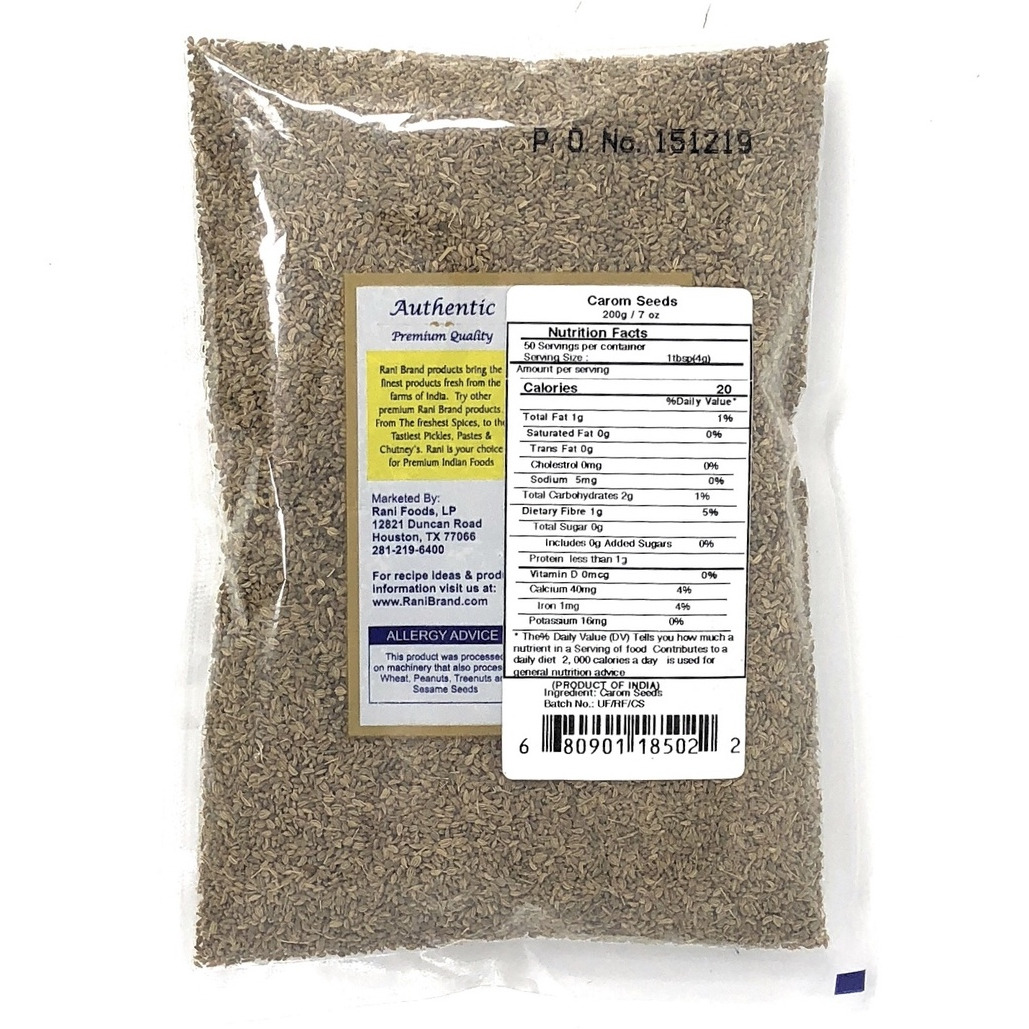 Rani Ajwain Seeds (Carom Bishops Weed) Spice Whole 7oz (200g) ~ Natural | Vegan | Gluten Friendly | NON-GMO | Indian Origin