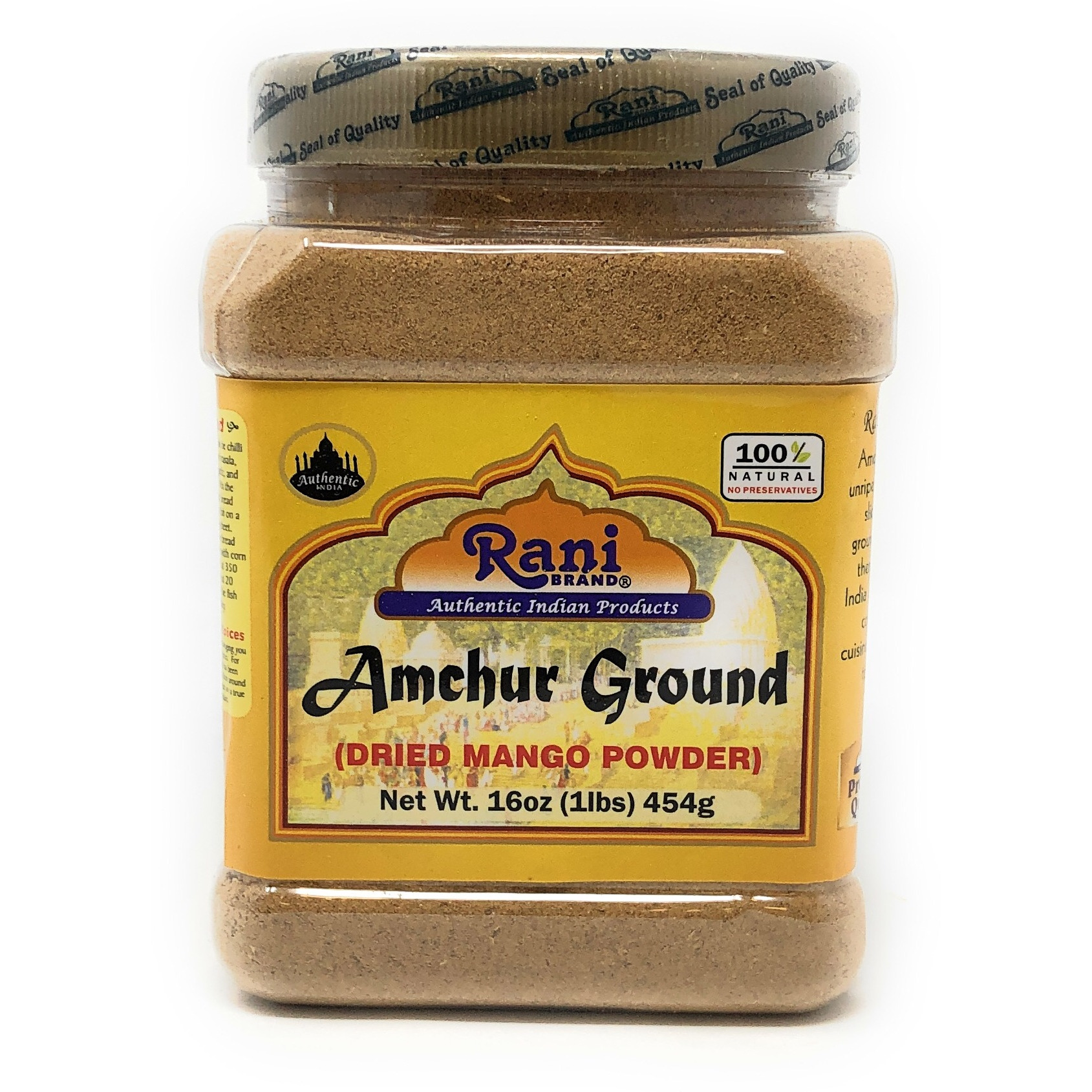 Rani Amchur (Mango) Ground Powder Spice 16oz (454g) ~ All Natural, Indian Origin | No Color | Gluten Free Ingredients | Vegan | NON-GMO | No Salt or fillers