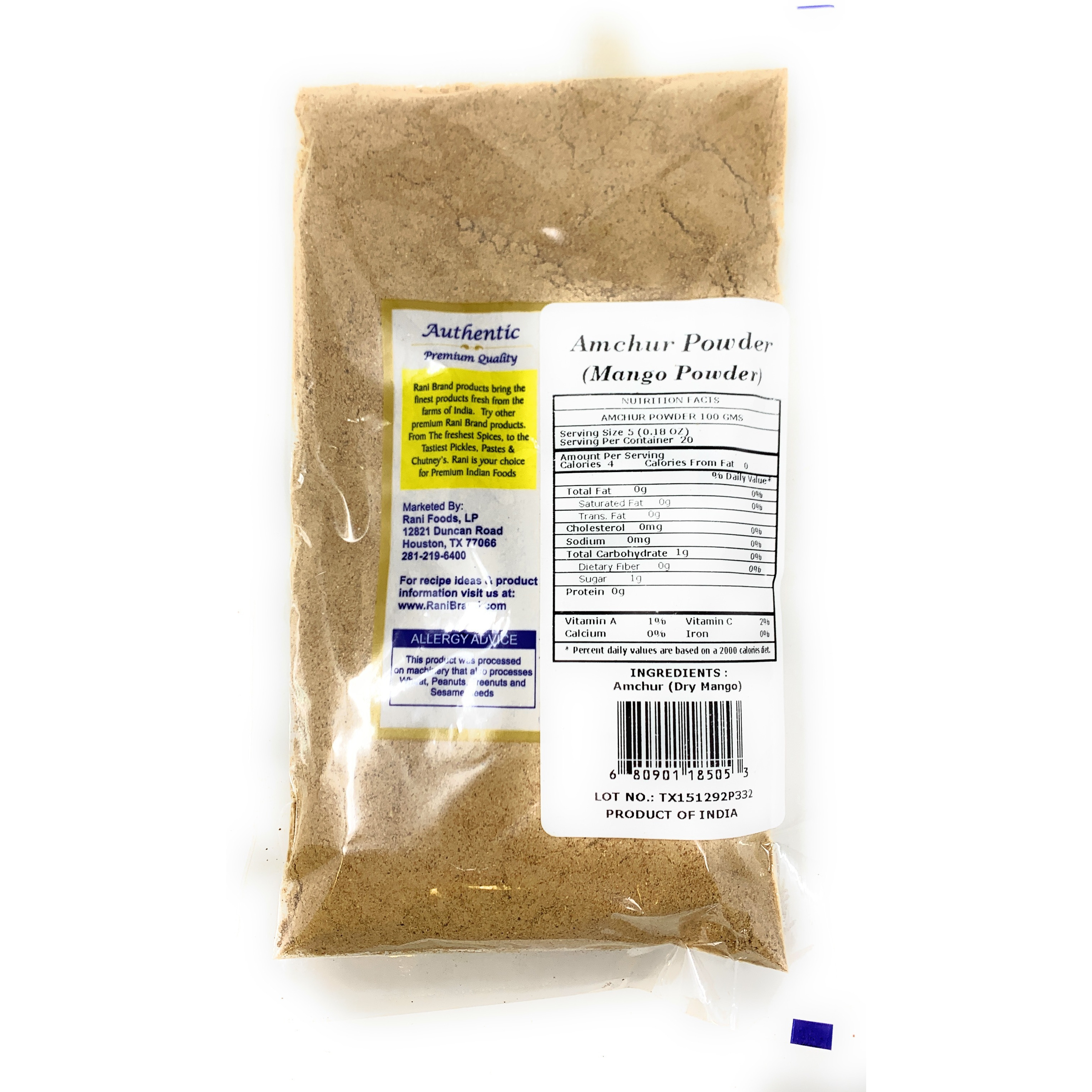 Rani Amchur (Mango) Ground Powder Spice 3.5oz (100gm) ~ All Natural, Indian Origin | No Color | Gluten Free Ingredients | Vegan | NON-GMO | No Salt or fillers