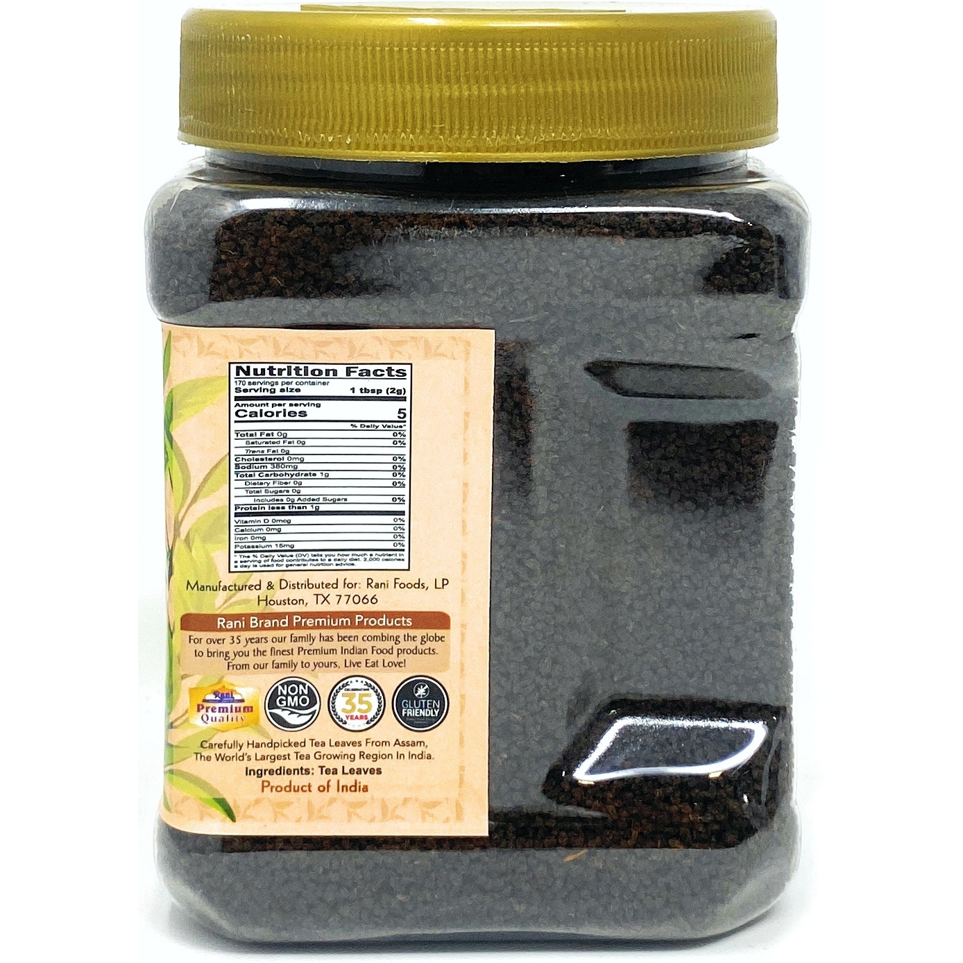 Rani Assam Tea (Indian Loose Leaf Bold Black Tea) 12oz (340g) PET Jar ~ All Natural | Vegan | Gluten Friendly | Salt & Sugar Free | NON-GMO | No Colors | Indian Origin