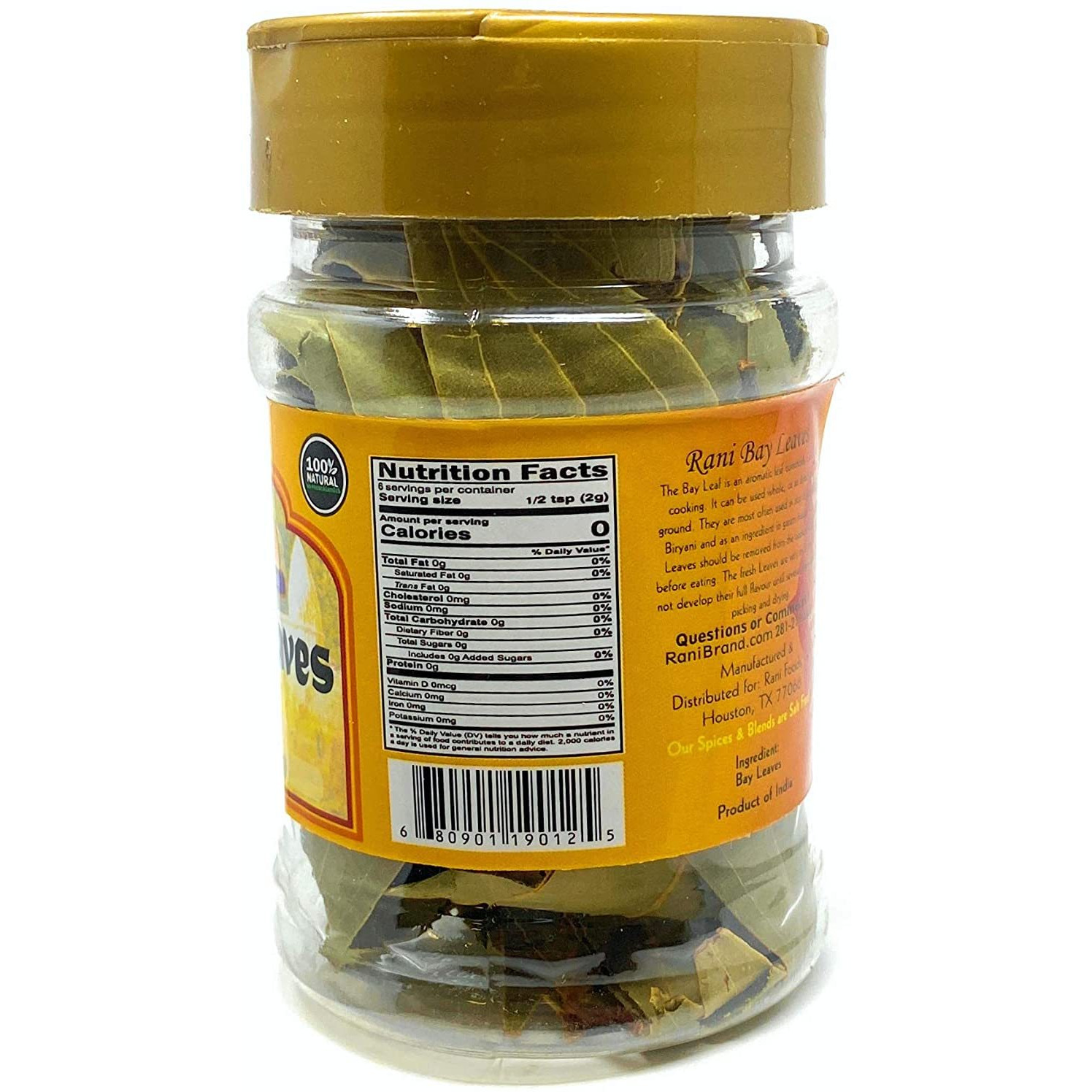 Rani Bay Leaf (Leaves) Whole Spice Hand Selected Extra Large 12g (0.4oz) PET Jar, All Natural ~ Gluten Friendly | NON-GMO | Vegan | Indian Origin (Tej Patta)