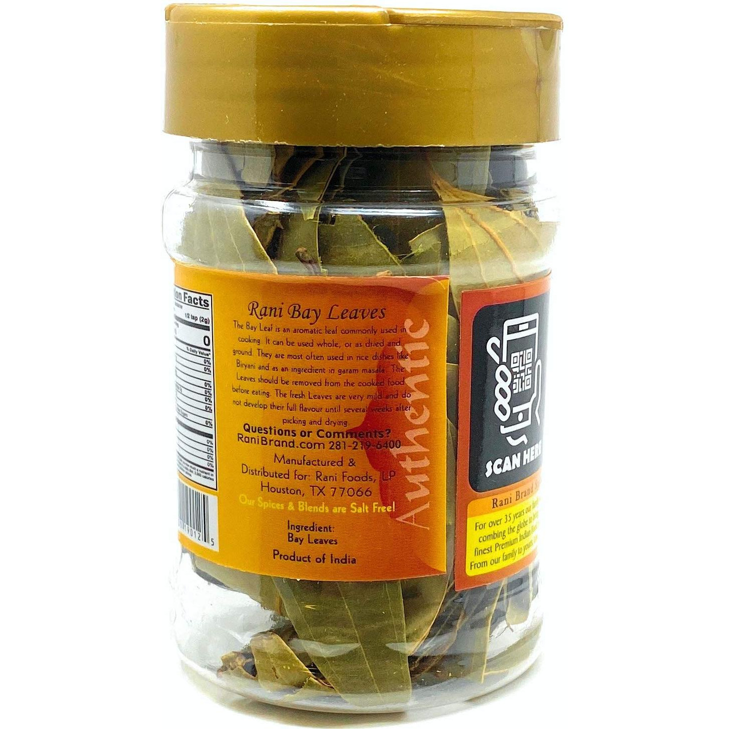 Rani Bay Leaf (Leaves) Whole Spice Hand Selected Extra Large 12g (0.4oz) PET Jar, All Natural ~ Gluten Friendly | NON-GMO | Vegan | Indian Origin (Tej Patta)