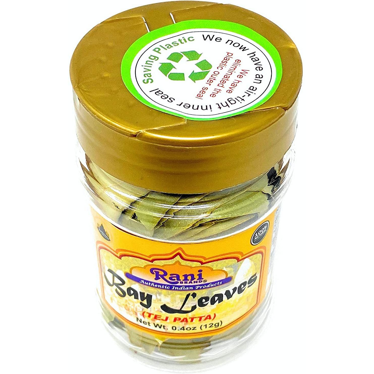 Rani Bay Leaf (Leaves) Whole Spice Hand Selected Extra Large 12g (0.4oz) PET Jar, All Natural ~ Gluten Friendly | NON-GMO | Vegan | Indian Origin (Tej Patta)