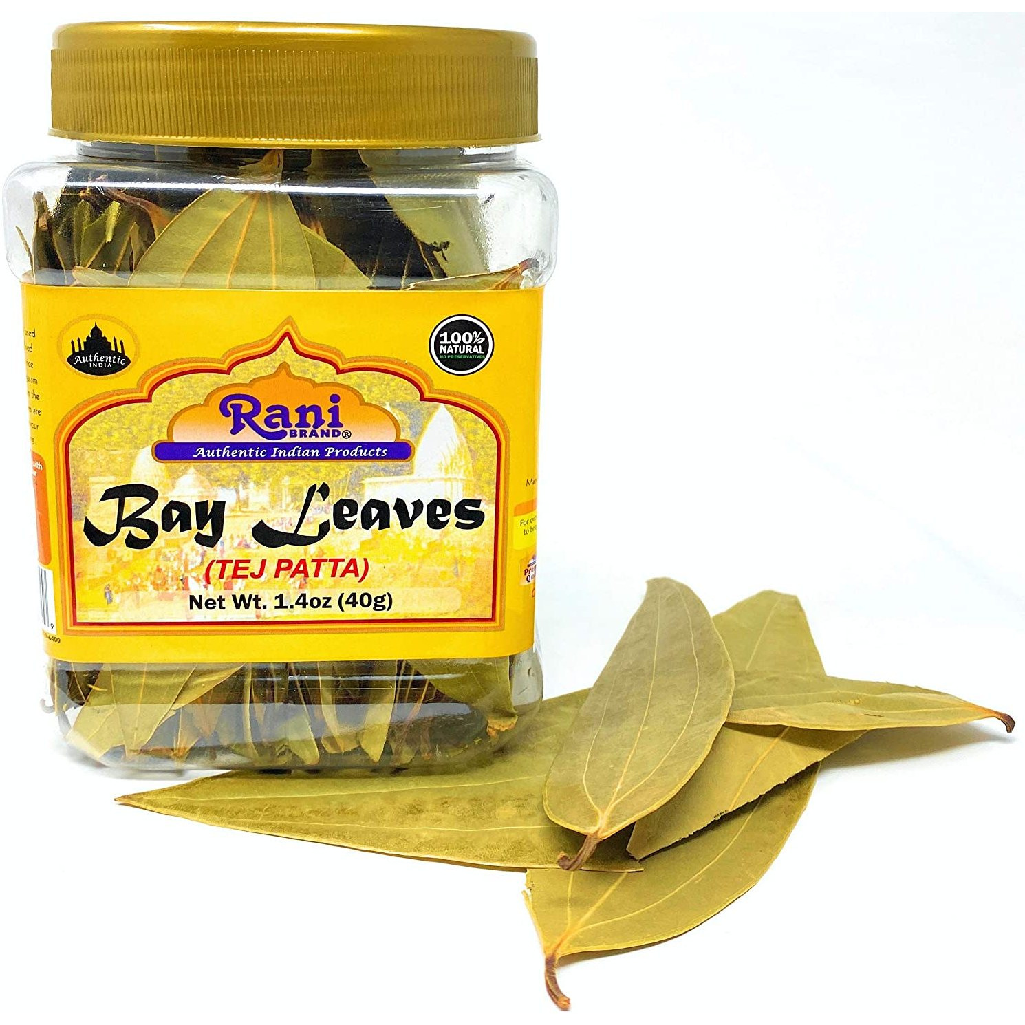 Rani Bay Leaf (Leaves) Whole Spice Hand Selected Extra Large 40g (1.4oz) PET Jar, All Natural ~ Gluten Friendly | NON-GMO | Vegan | Indian Origin (Tej Patta)
