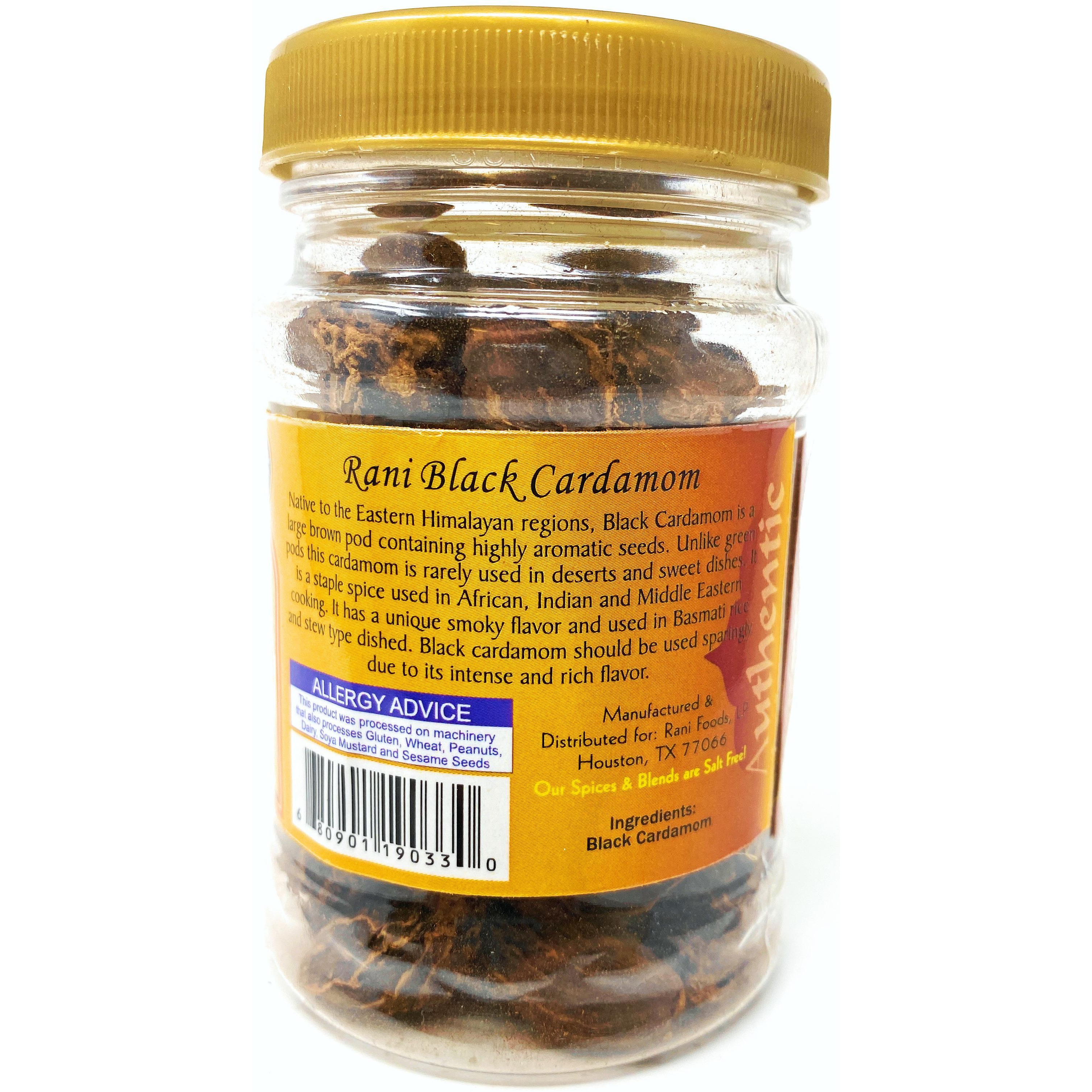 Rani Black Cardamom Pods (Kali Elachi) Whole Indian Spice 1.75oz (50g) Pet Jar ~ Natural | Vegan | Gluten Free Ingredients | NON-GMO | Indian Origin ~ Smokey | Tsaoko | Cao Guo | Bach Dan Khau | Badi
