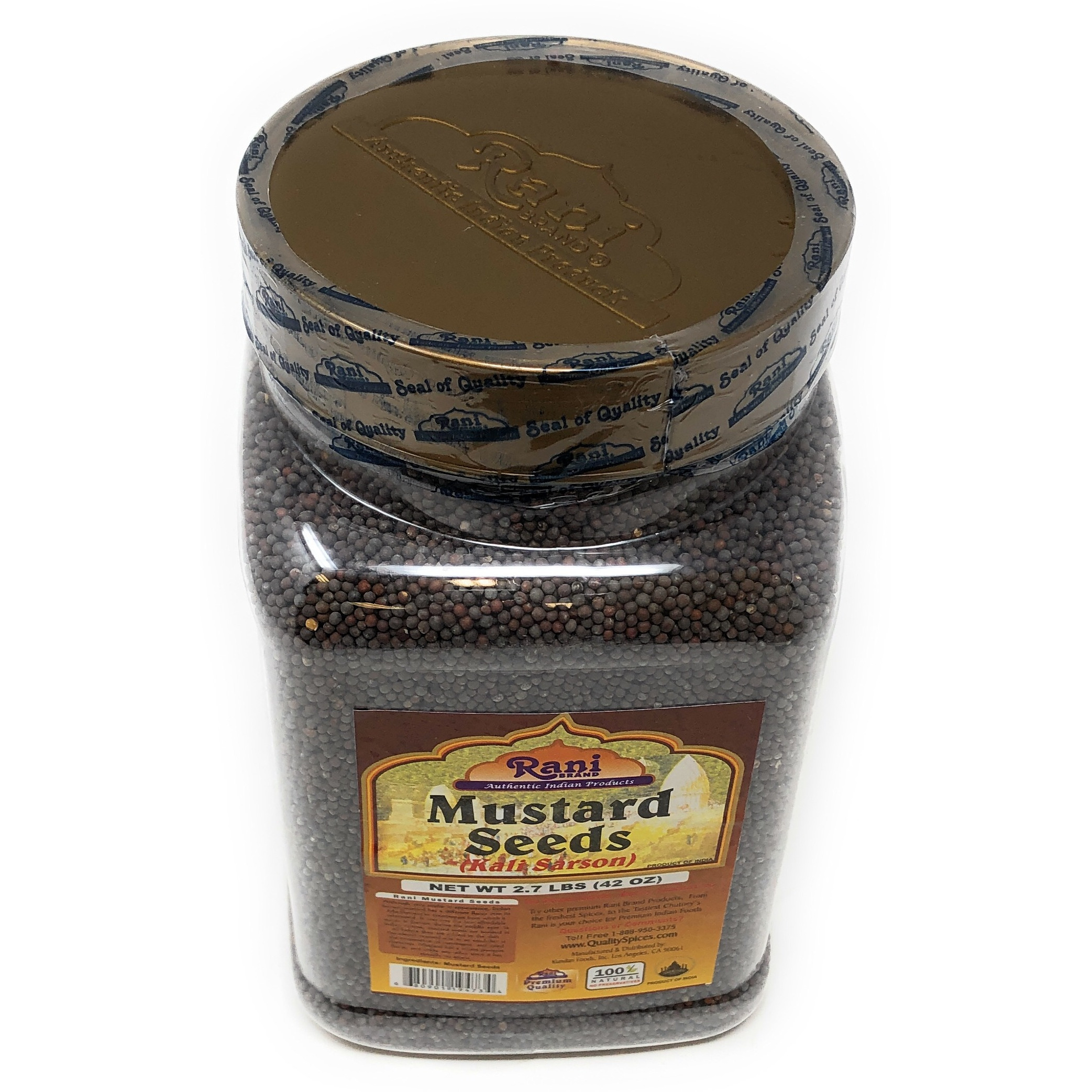 Rani Black Mustard Seeds Whole Spice (Kali Rai) 42oz (2.7 lbs) PET Jar All Natural ~ Gluten Friendly | NON-GMO | Vegan | Indian Origin