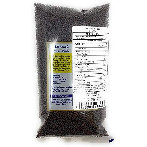 Rani Black Mustard Seeds Whole Spice (Rai Sarson) 7oz (200g) All Natural ~ Gluten Free Ingredients | NON-GMO | Vegan | Indian Origin