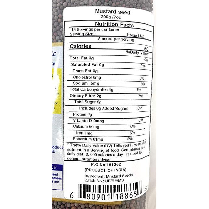 Rani Black Mustard Seeds Whole Spice (Rai Sarson) 7oz (200g) All Natural ~ Gluten Free Ingredients | NON-GMO | Vegan | Indian Origin