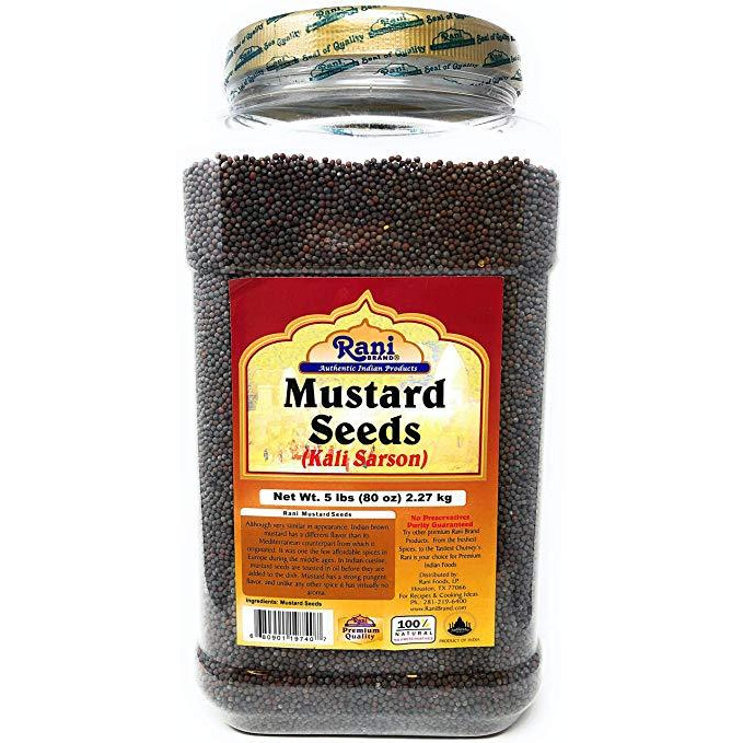 Rani Black Mustard Seeds Whole Spice (Rai Sarson) 80oz (5lbs) Bulk PET Jar, All Natural ~ Gluten Free Ingredients | NON-GMO | Vegan | Indian Origin