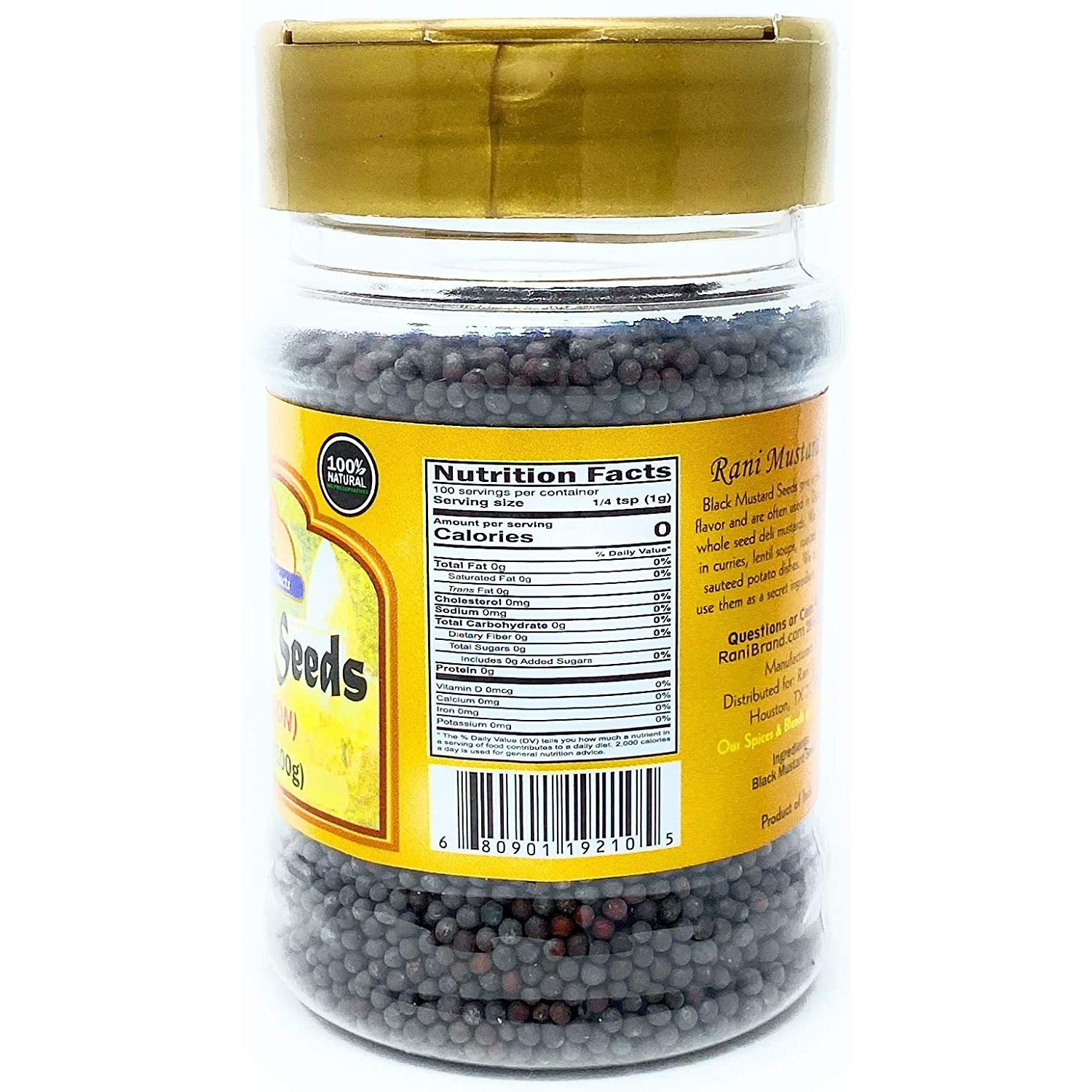 Rani Black Mustard Seeds Whole Spice (Rai Sarson) Jar 3.5oz (100g) All Natural ~ Gluten Free Ingredients | NON-GMO | Vegan | Indian Origin