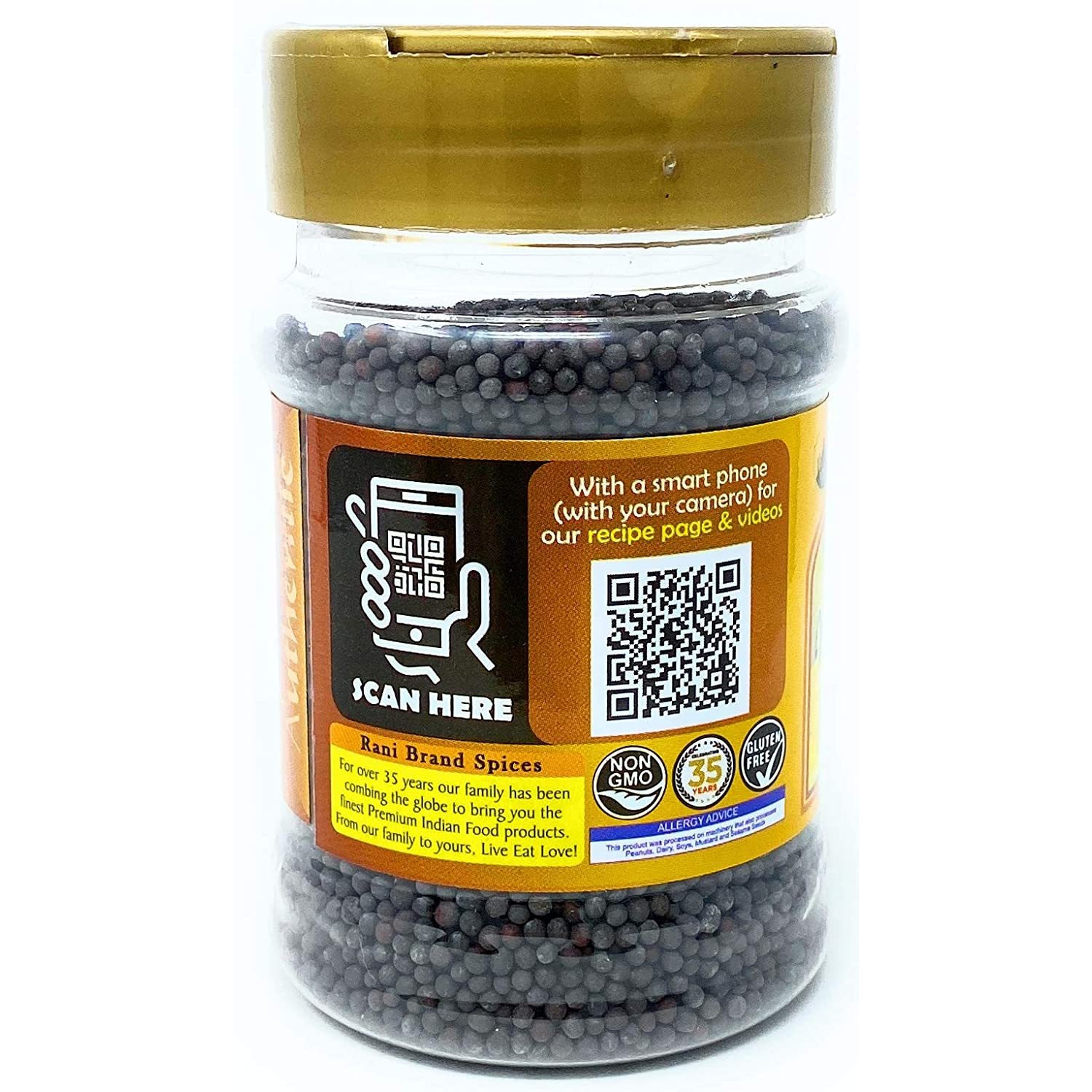 Rani Black Mustard Seeds Whole Spice (Rai Sarson) Jar 3.5oz (100g) All Natural ~ Gluten Free Ingredients | NON-GMO | Vegan | Indian Origin