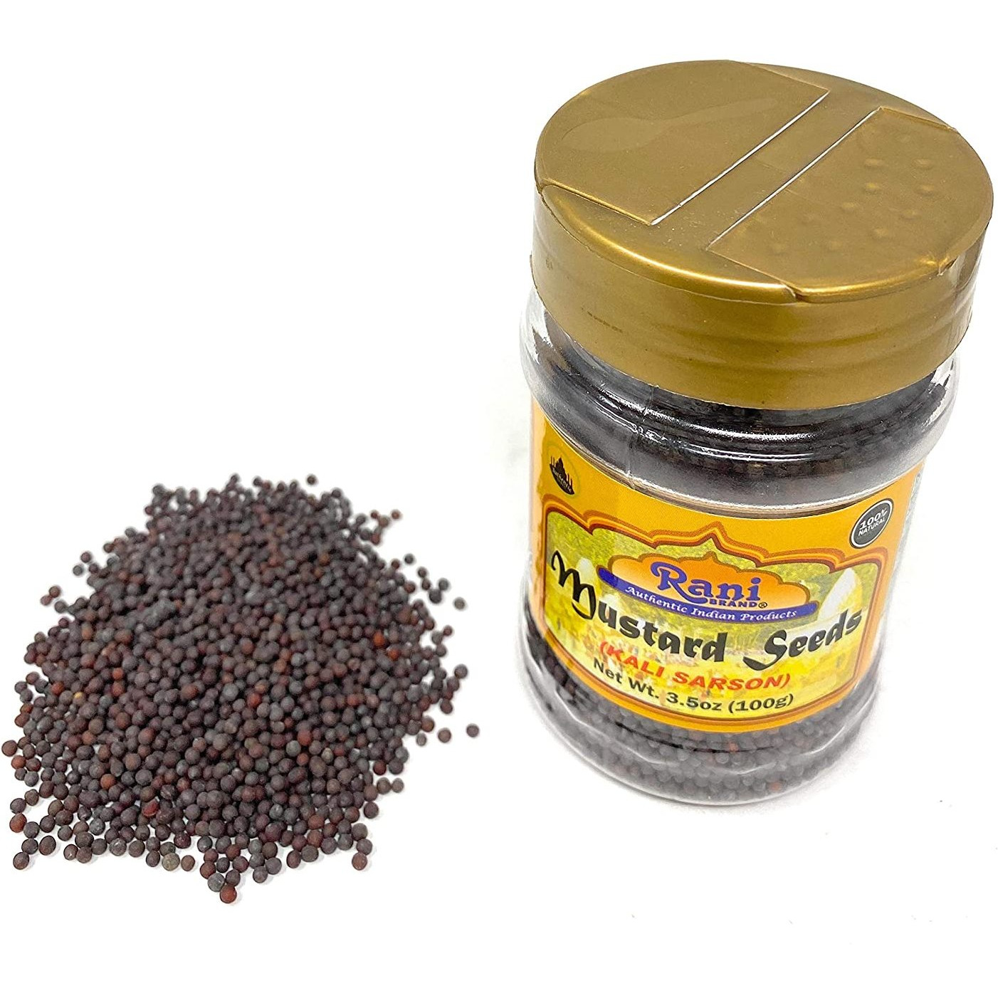 Rani Black Mustard Seeds Whole Spice (Rai Sarson) Jar 3.5oz (100g) All Natural ~ Gluten Free Ingredients | NON-GMO | Vegan | Indian Origin