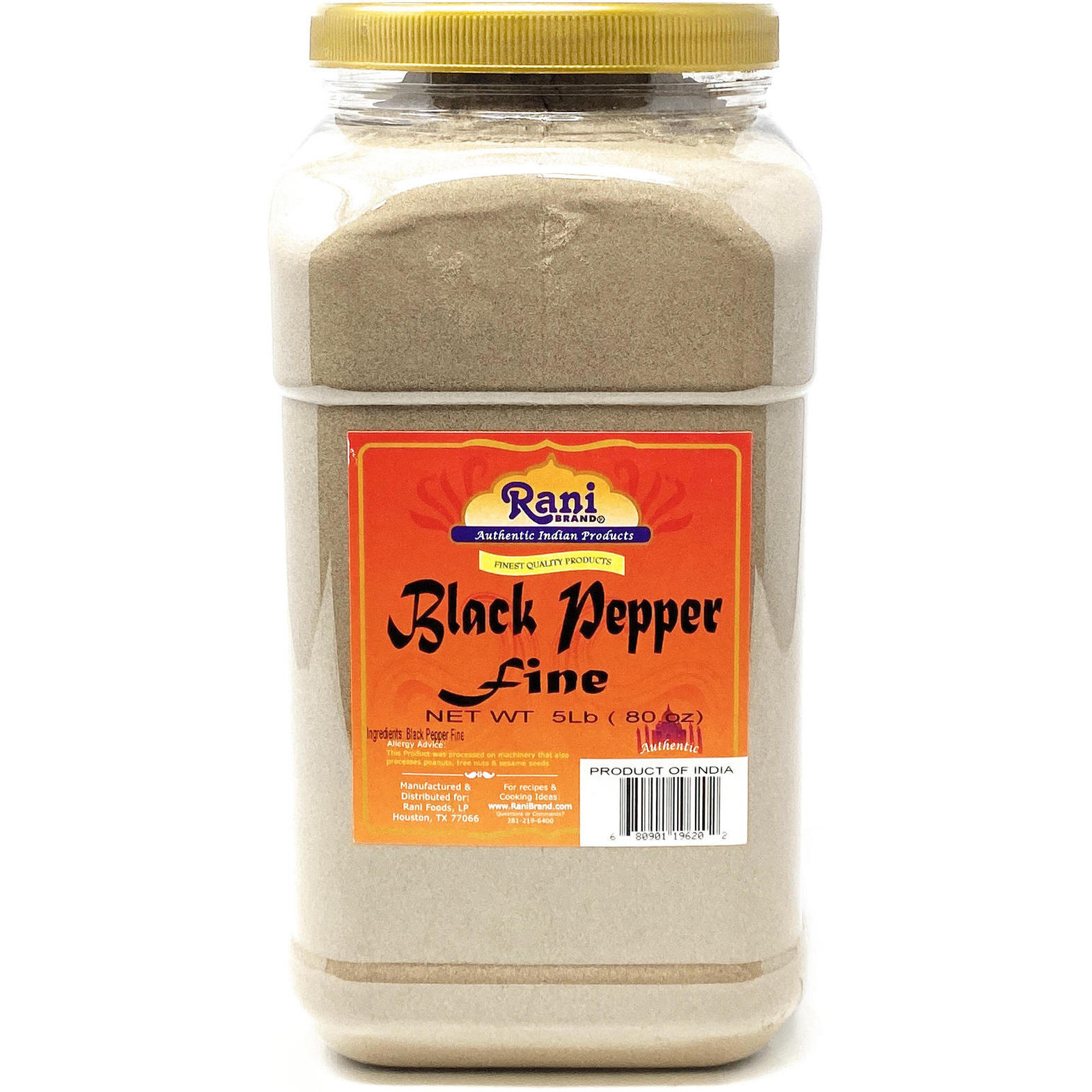 Rani Black Pepper Fine Powder 80 Mesh, Premium Indian 80oz (5lbs) 5 Pound ~ PET Jar, Gluten Friendly, Non-GMO, All Natural