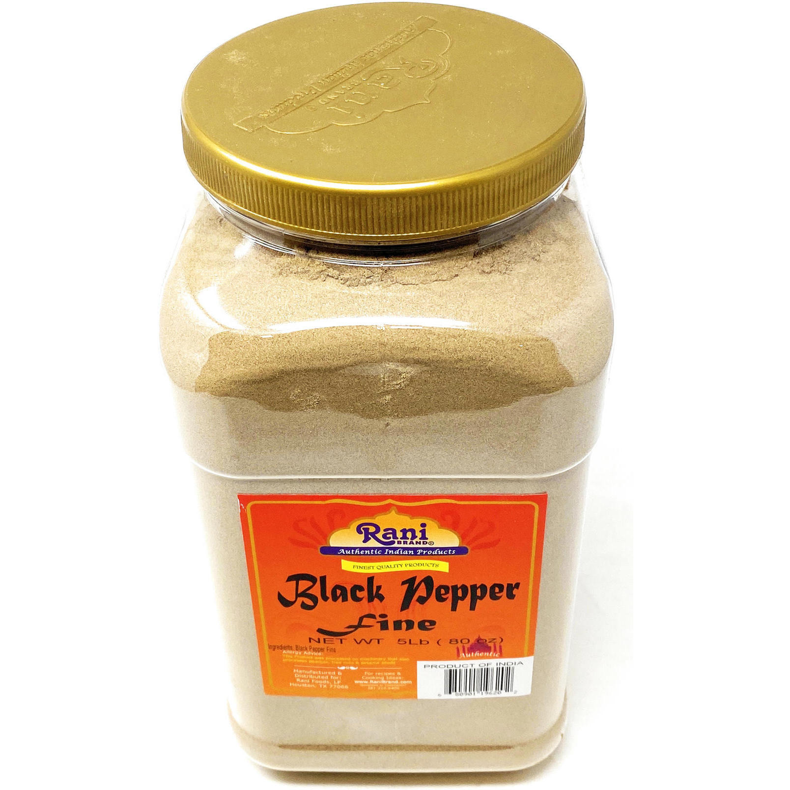 Rani Black Pepper Fine Powder 80 Mesh, Premium Indian 80oz (5lbs) 5 Pound ~ PET Jar, Gluten Friendly, Non-GMO, All Natural