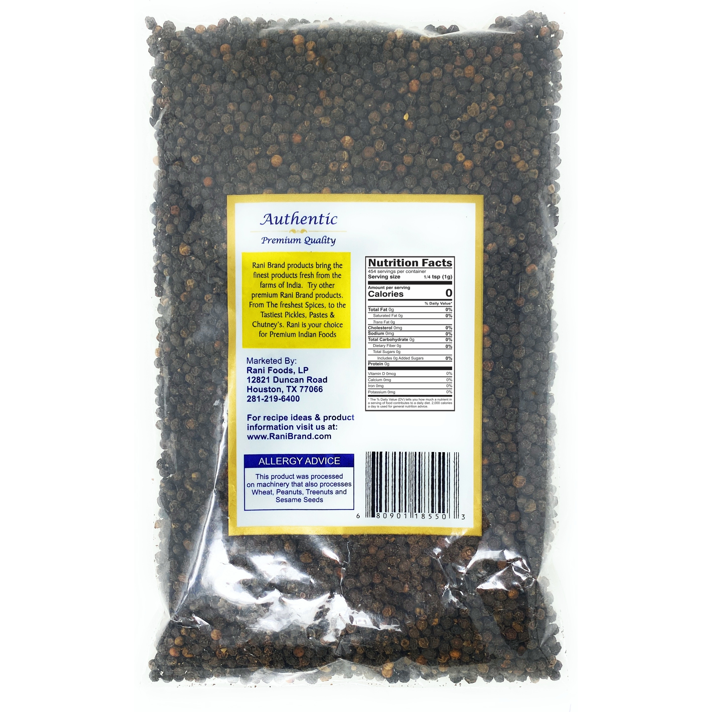 Rani Black Pepper Whole (Peppercorns), Premium Indian MG-1 Grade 14oz (400g) ~ Gluten Friendly, Non-GMO, Natural Perfect size for Grinders