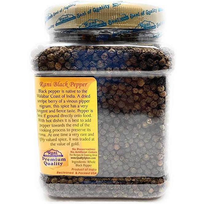 Rani Black Pepper Whole (Peppercorns), Premium Indian MG-1 Grade 16oz (454g) ~ Gluten Free, Non-GMO, Natural Perfect size for Grinders