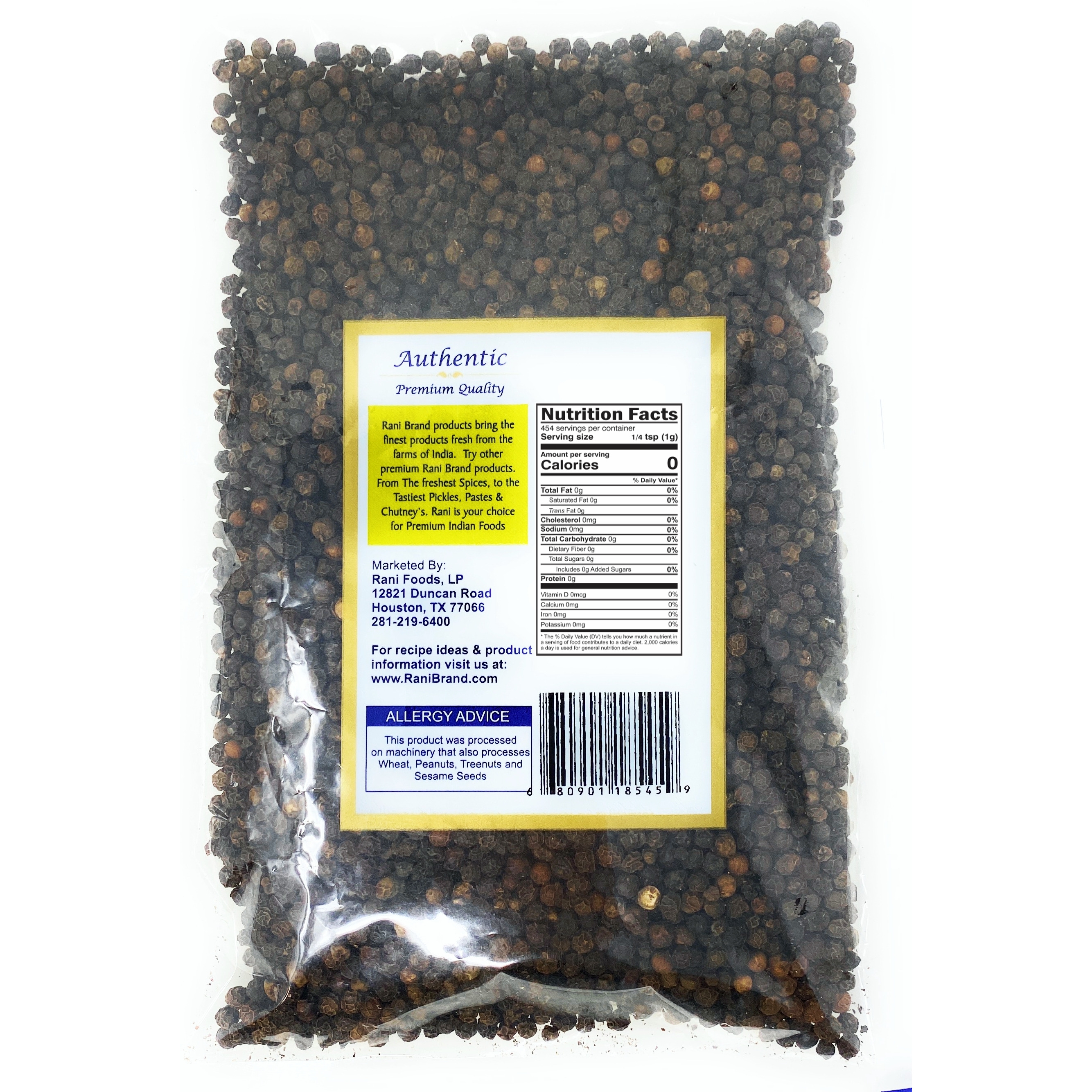 Rani Black Pepper Whole (Peppercorns), Premium Indian MG-1 Grade 7oz (200g) ~ Gluten Friendly, Non-GMO, Natural, Perfect size for Grinders