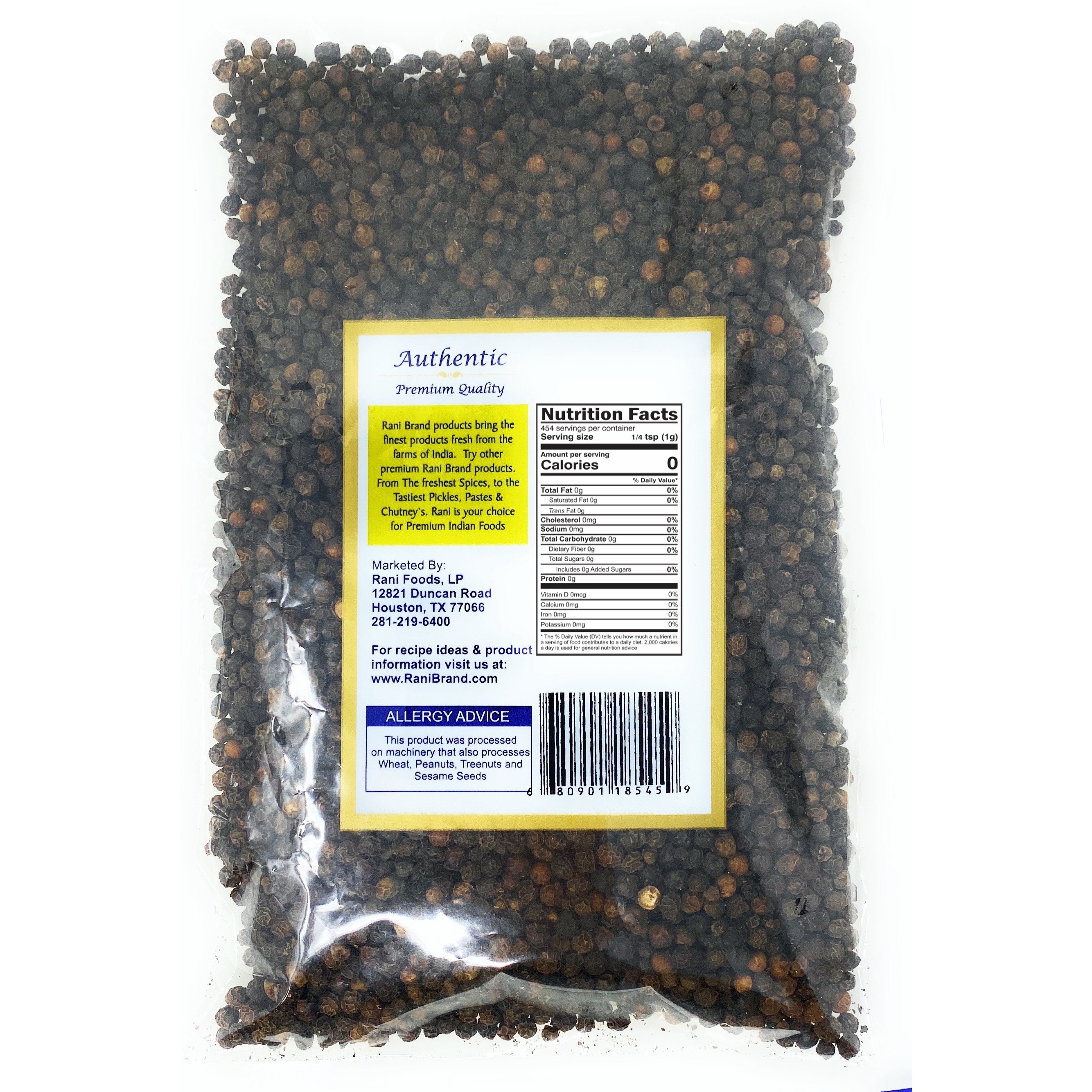 Rani Black Pepper Whole (Peppercorns), Premium Indian MG-1 Grade 7oz (200g) ~ Gluten Friendly, Non-GMO, Natural, Perfect size for Grinders!