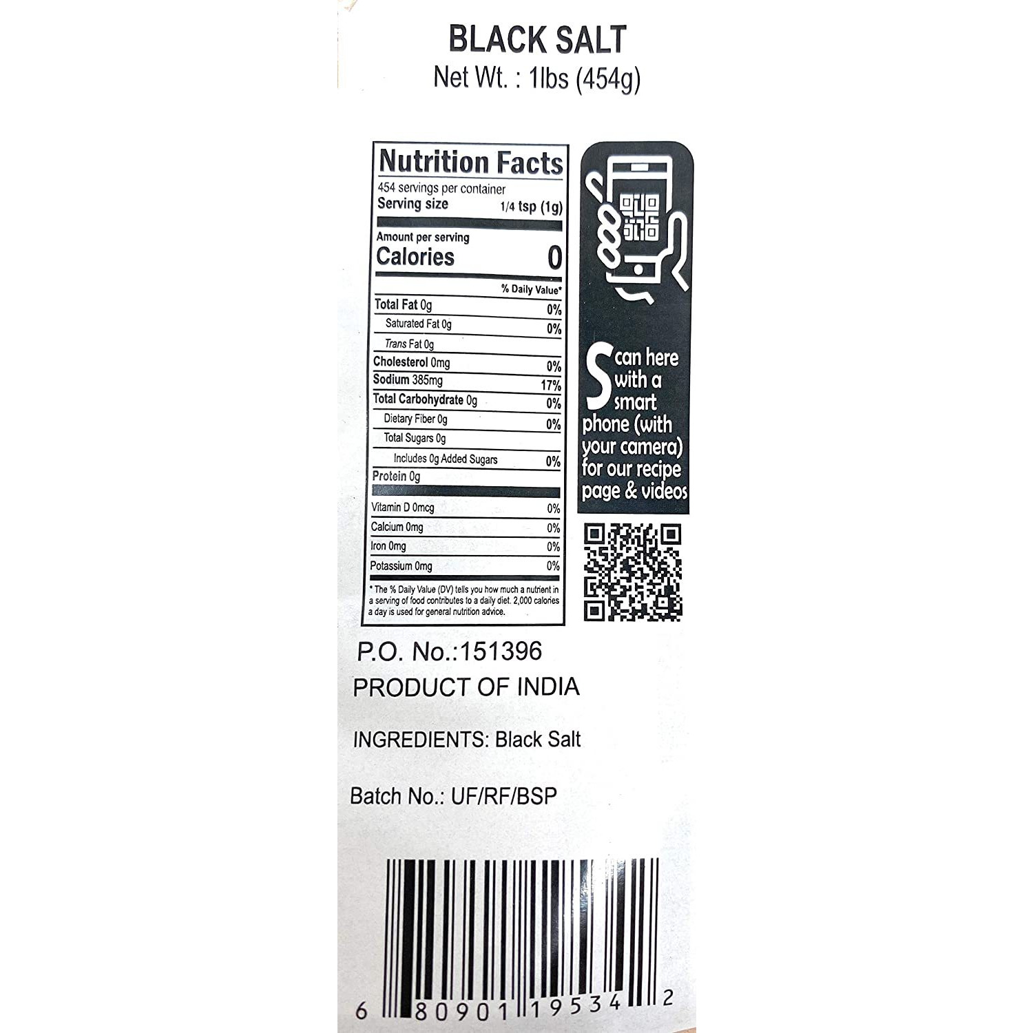 Rani Black Salt (Kala Namak) Powder, Vegan 1 Pound (454g) 16 Ounce Unrefined, Pure and Natural | Gluten Friendly | NON-GMO | Indian Origin