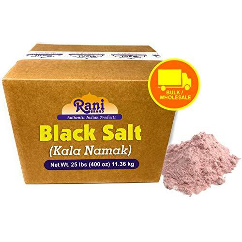 Rani Black Salt (Kala Namak) Powder, Vegan 25 Pound (400 Ounce) 11.36kg ~ Bulk Box, Unrefined, Pure and Natural | Gluten Friendly | NON-GMO | Indian Origin