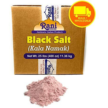 Rani Black Salt (Kala Namak) Powder, Vegan 25 Pound (400 Ounce) 11.36kg ~ Bulk Box, Unrefined, Pure and Natural | Gluten Friendly | NON-GMO | Indian Origin