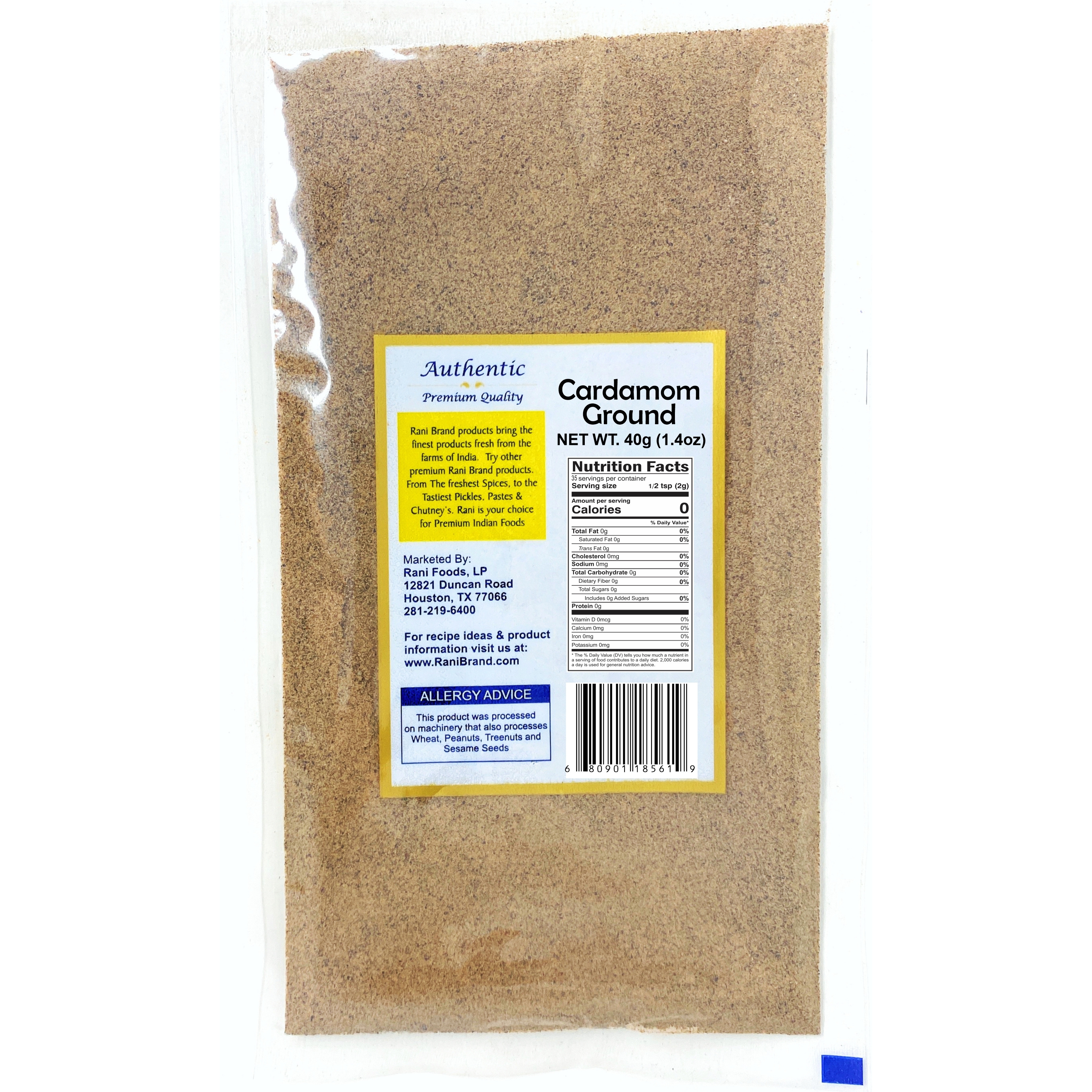 Rani Cardamom (Elachi) Ground, Powder Indian Spice 1.4oz (40g) ~ All Natural, No Color added, Gluten Friendly | Vegan | NON-GMO | No Salt or fillers