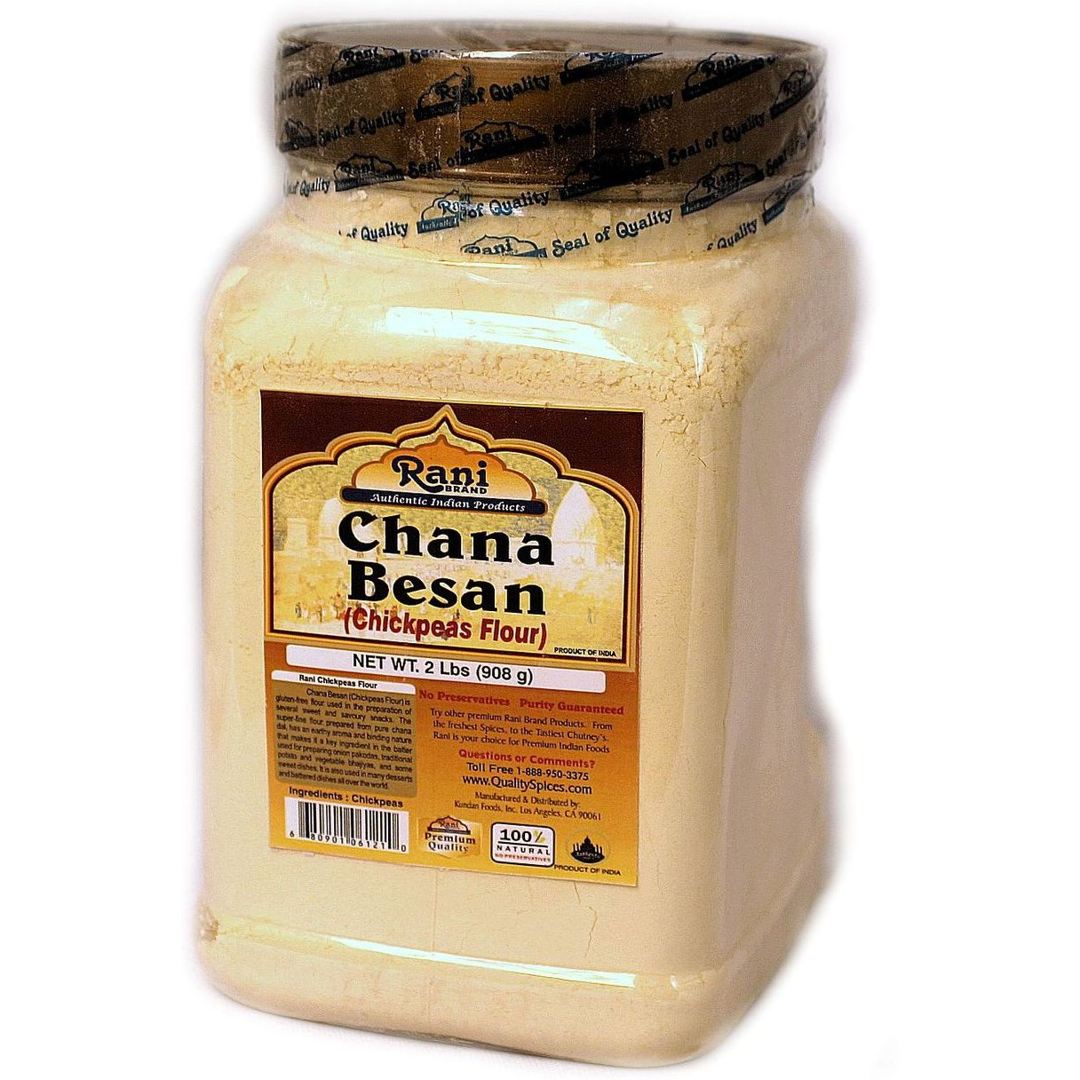 Rani Chana Besan - Chickpeas Flour, Gram (Pet Jar) 2lb (32oz) ~ All Natural | Vegan | Gluten Free Ingredients | NON-GMO | Indian Origin