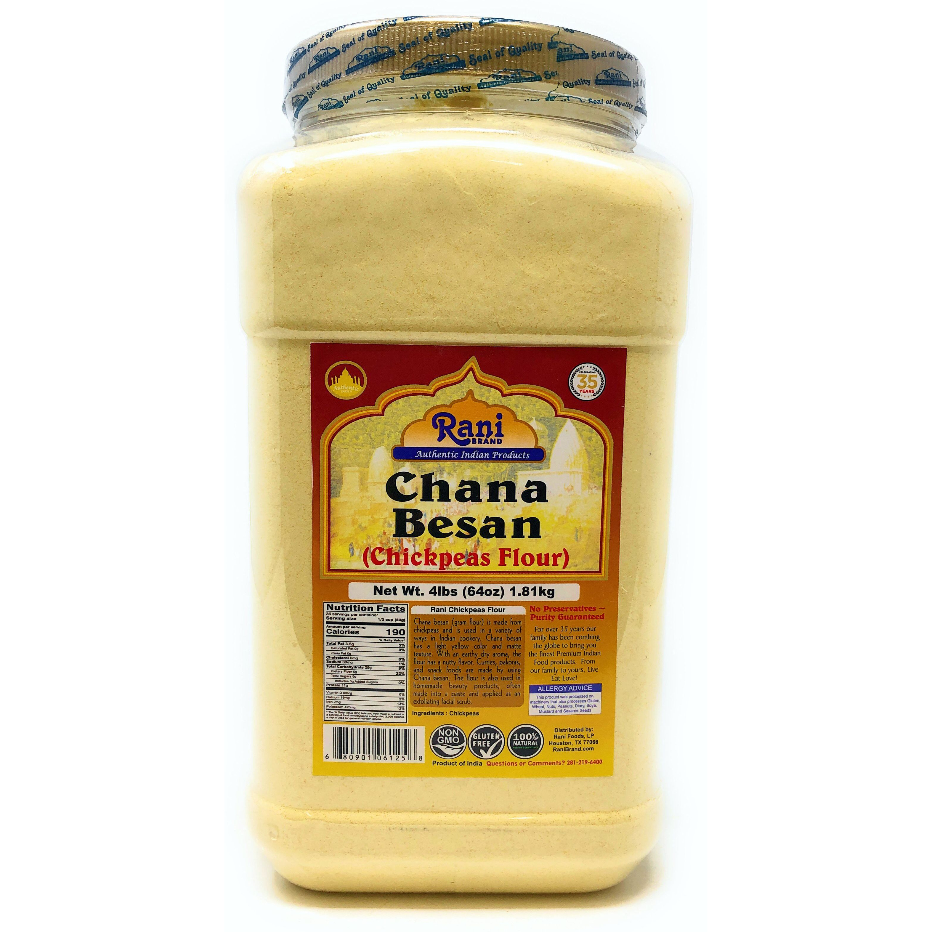 Rani Chana Besan - Chickpeas Flour, Gram (Pet Jar) 4lb (64oz) ~ All Natural | Vegan | Gluten Free Ingredients | NON-GMO | Indian Origin