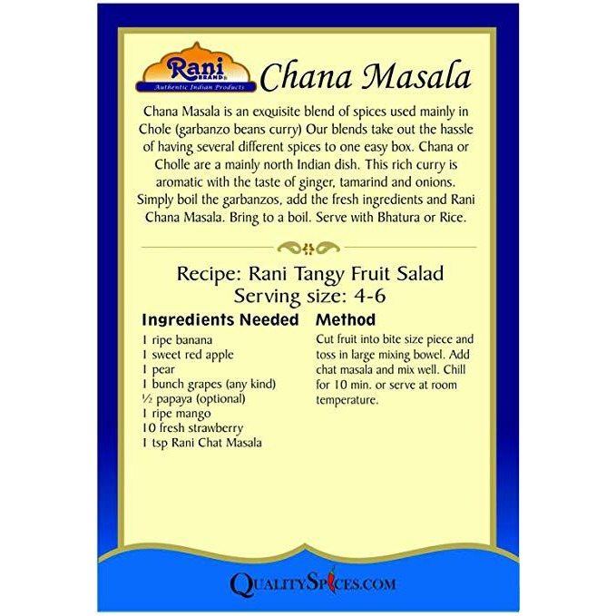 Rani Chana Masala (Garbanzo Curry 15-Spice Blend) 3.5oz (100g) ~ All Natural | Vegan | No Colors | Gluten Friendly Ingredients | NON-GMO | Indian Origin