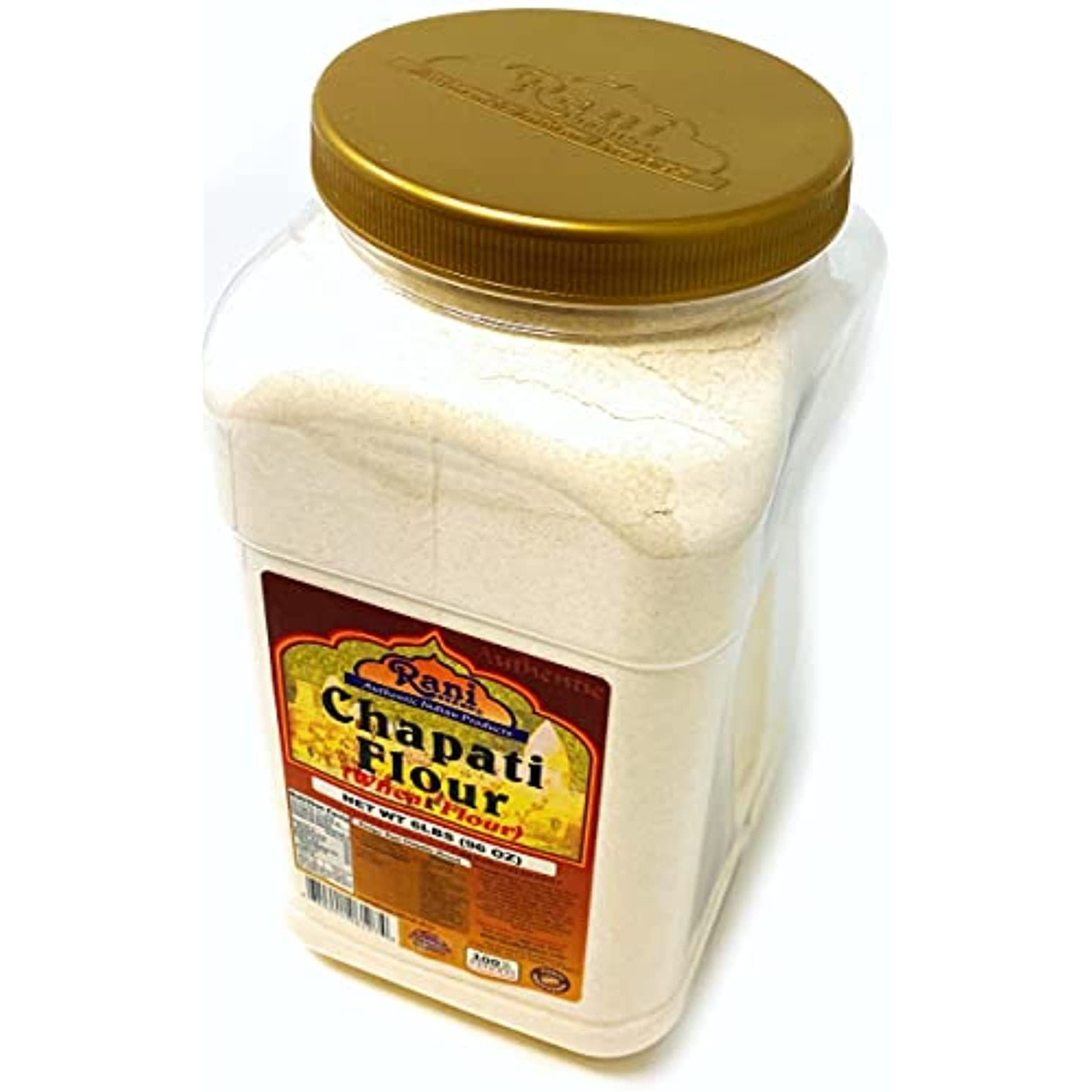 Rani Chapati Flour (100% Pure) 6lbs (96oz) for making roti & Indian breads ~ PET Jar, All Natural | Vegan | No Salt or Colors | NON-GMO | Indian Origin